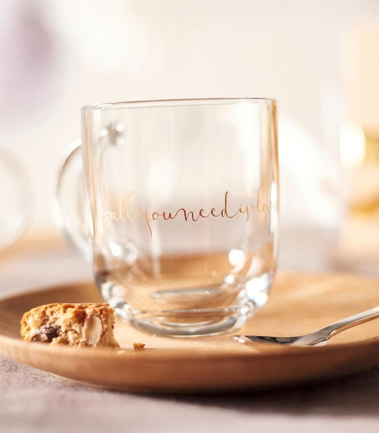 LEONARDO Tasse EMOZIONE, 400 ml, Transparent, Goldgelb, 1-tlg., Glas, spülmaschinen- und mikrowellengeeignet