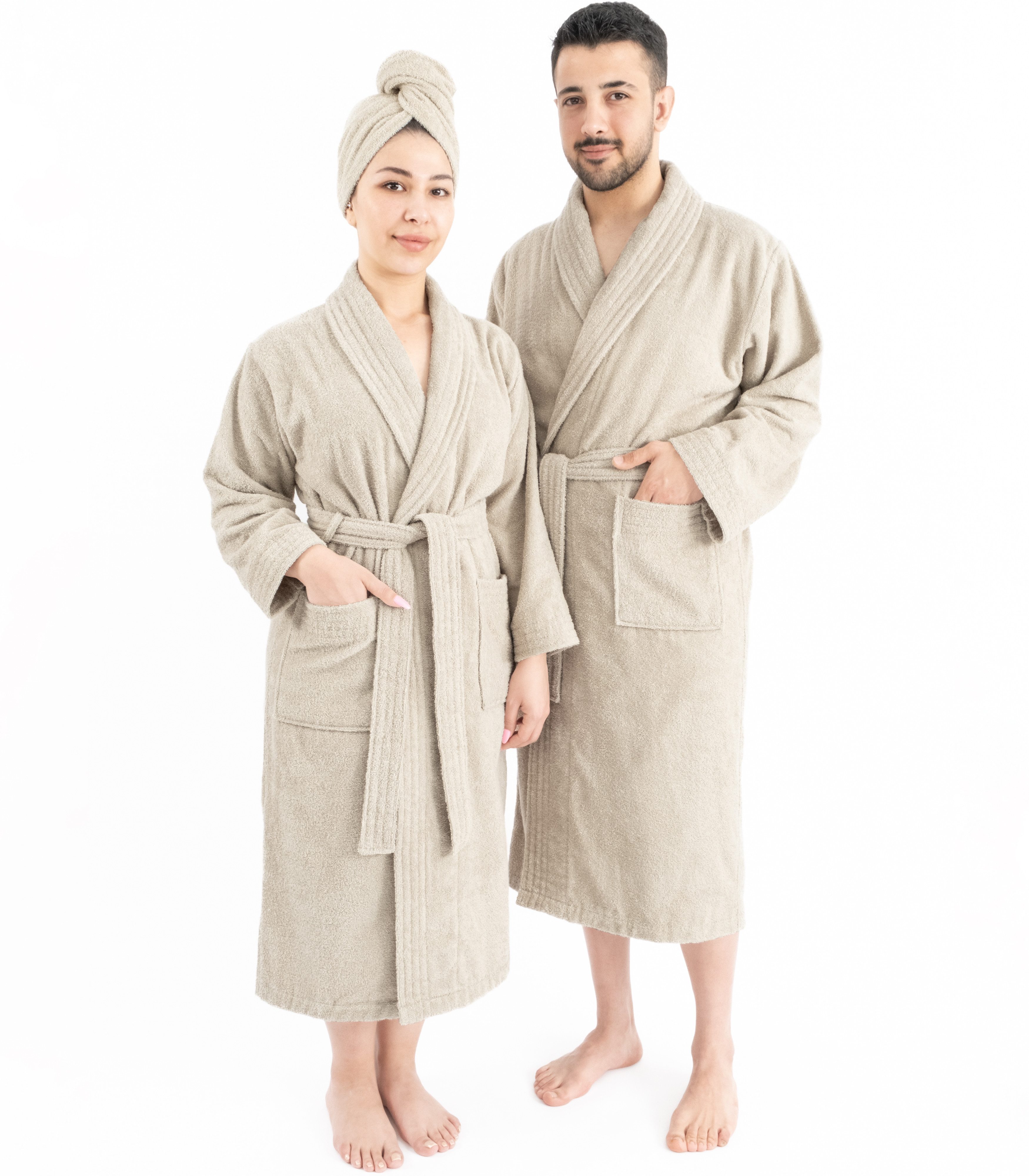 HAMMETEX Bademantel Bademantel 100% Baumwolle Unisex, 400 GSM, Weich & Saugfähig, Langform, Baumwolle, Schalkragen, Gürtel, ideal für Sauna & Spa, Hotelbademantel, Morgenmantel