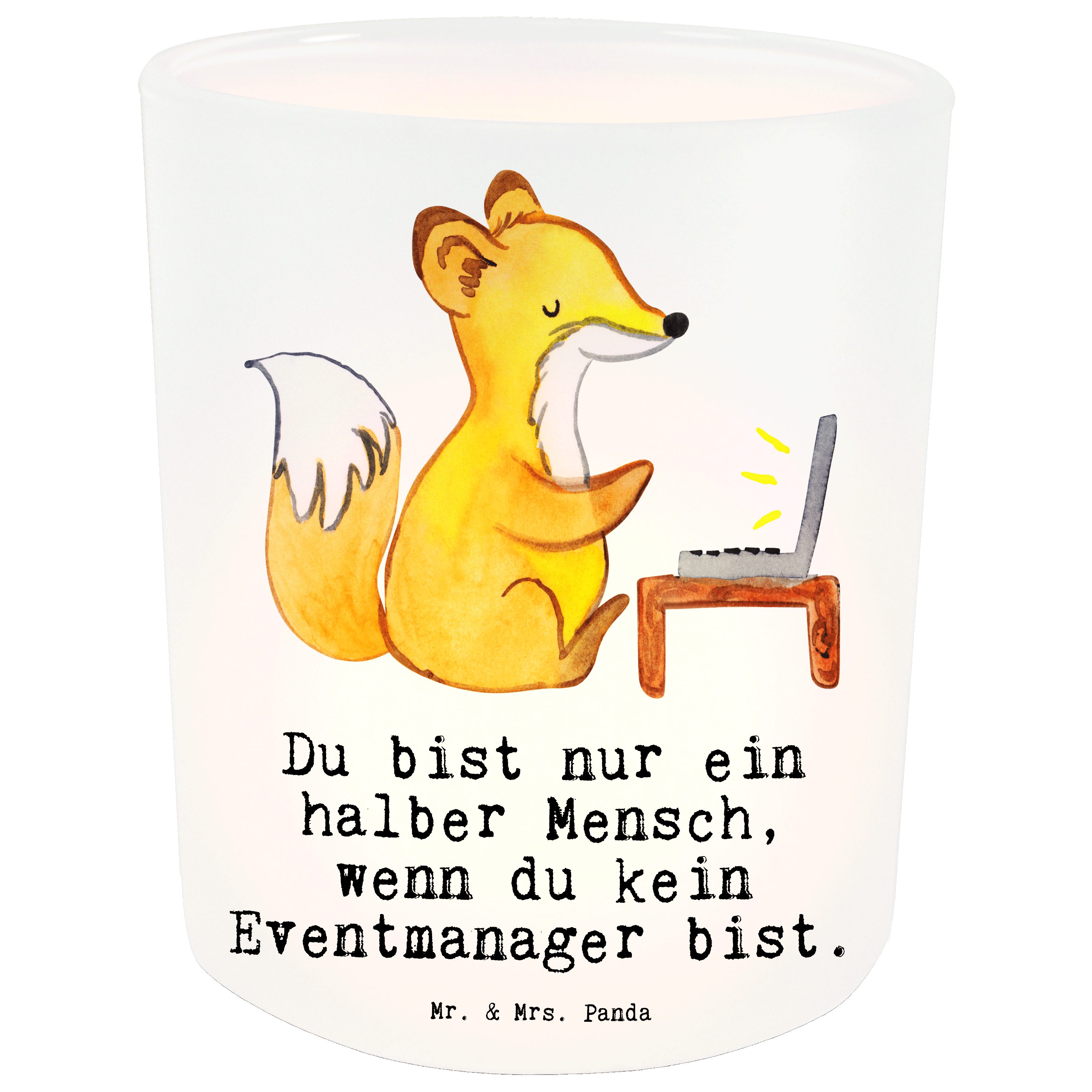 Mr. Transparent Mrs. mit Eventmanager - Herz Panda & Teelichthalte - St) Feiern, Geschenk, Windlicht (1