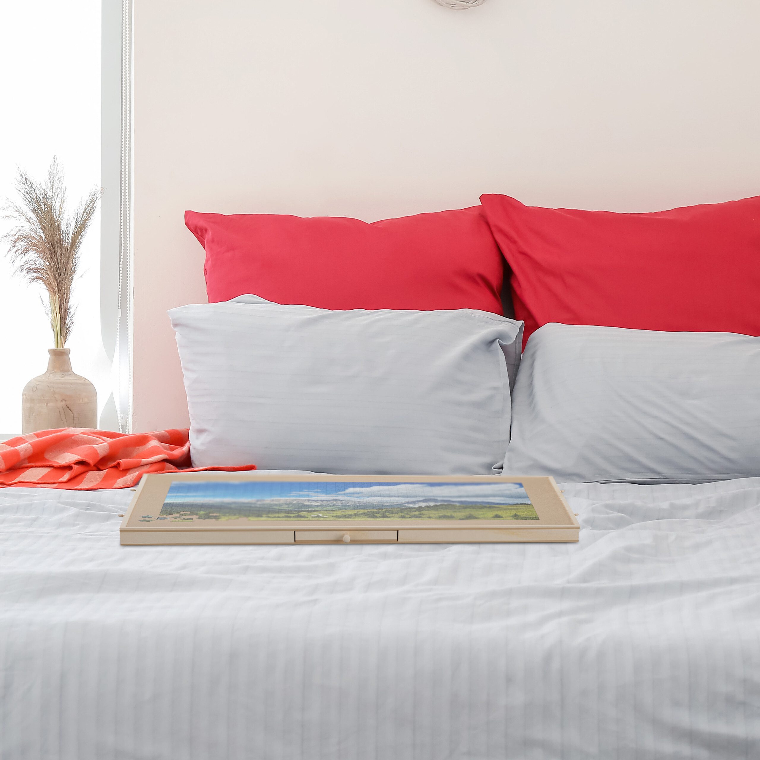 relaxdays Puzzleunterlage Puzzlebrett drehbar mit 6 Schubladen günstig online kaufen