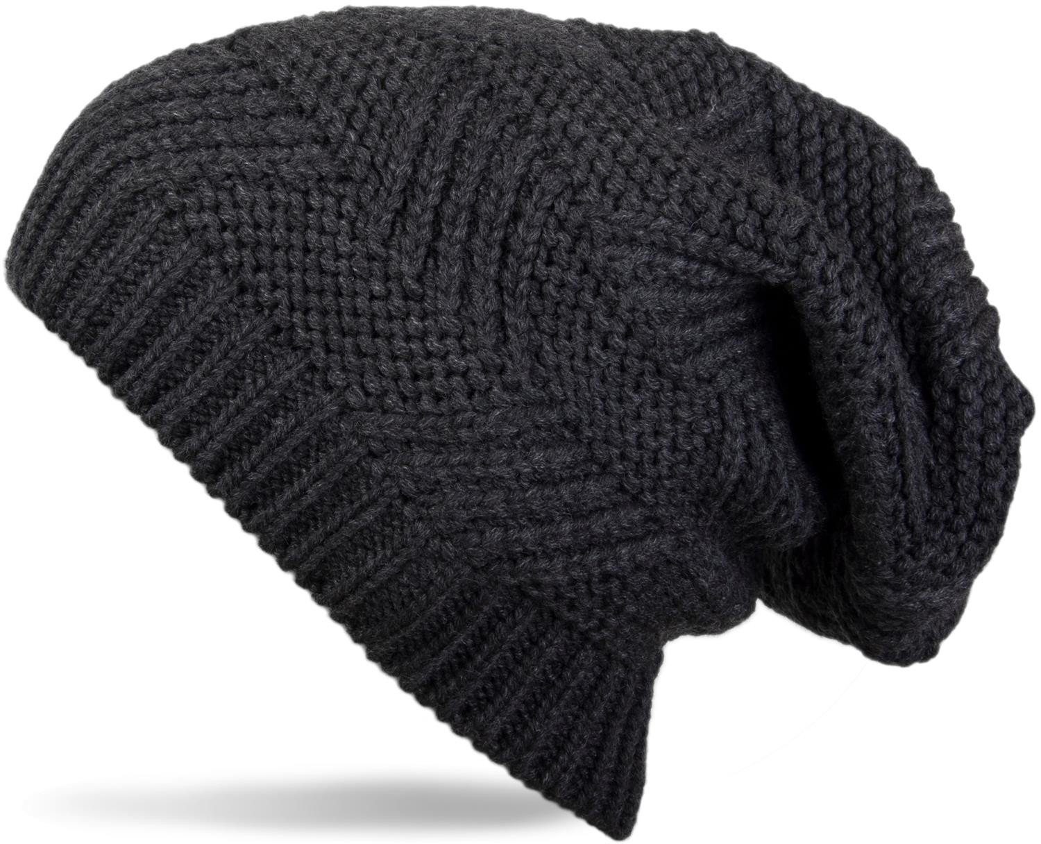 Strickmütze Dunkelgrau Mütze Strick Beanie styleBREAKER mit Struktur (1-St)