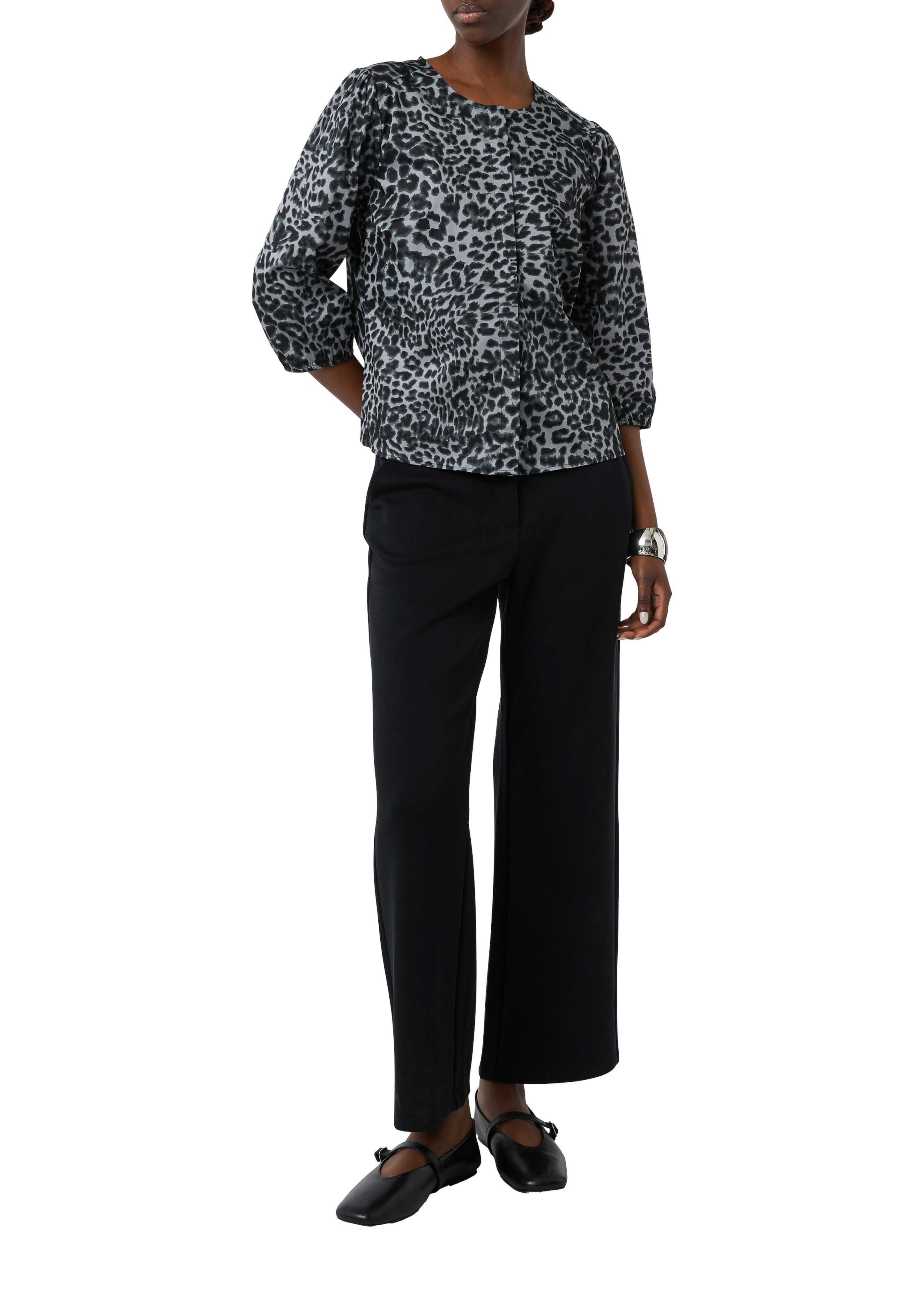 Comma Klassische Bluse mit All-Over-Leo Print günstig online kaufen