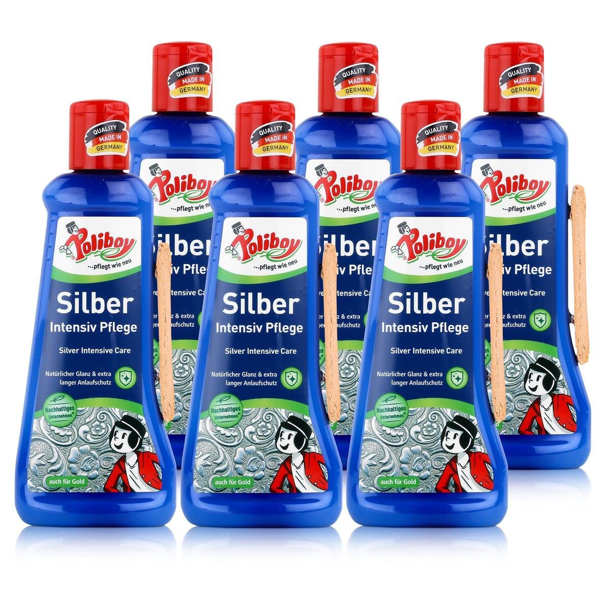 Poliboy Silber Intensiv Pflege 200ml - Für Silber & Gold (6er Pack) Spezialwaschmittel