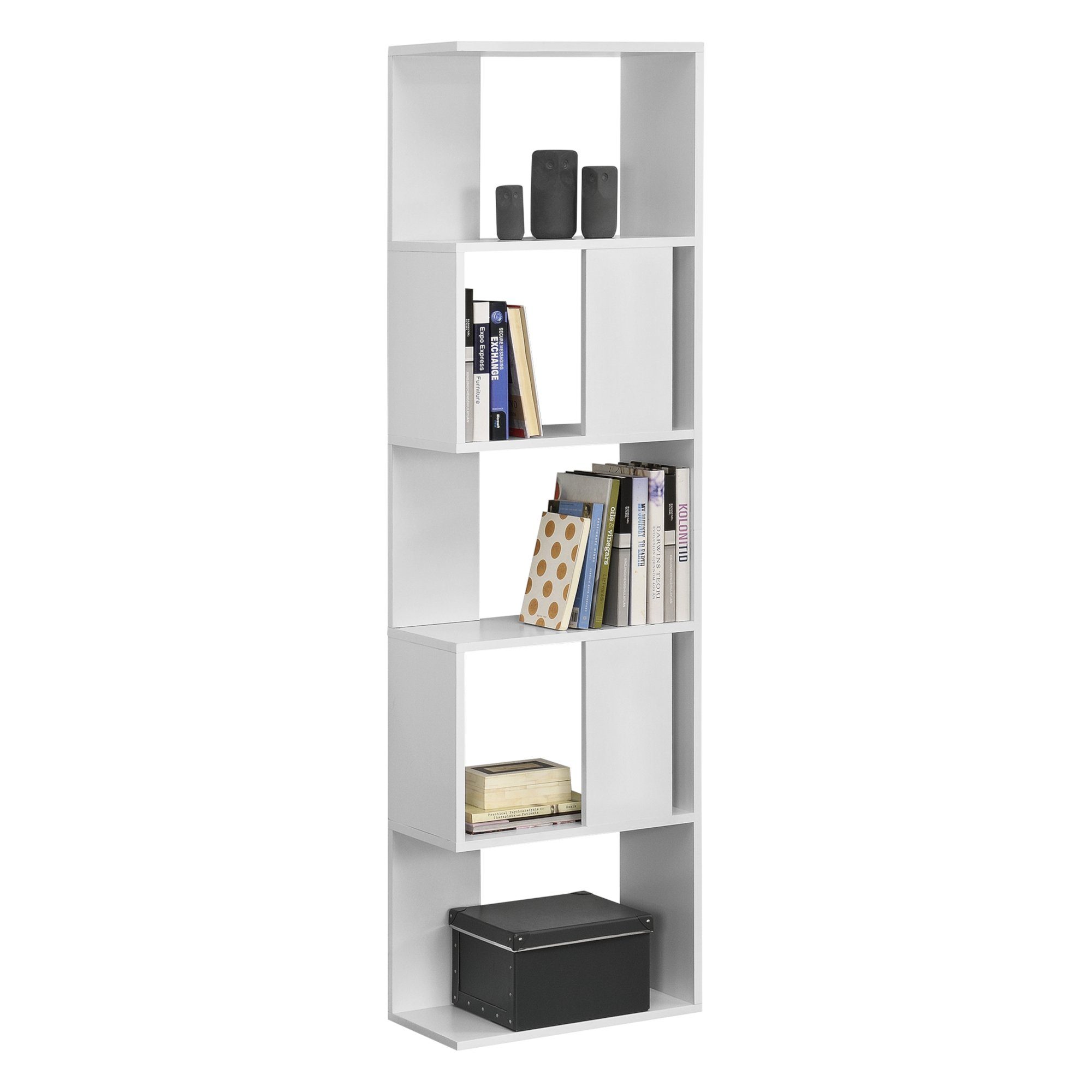 »Aneby« Weiß 159x45x23,5cm Regal Ablageflächen Bücherregal, mit 5 en.casa