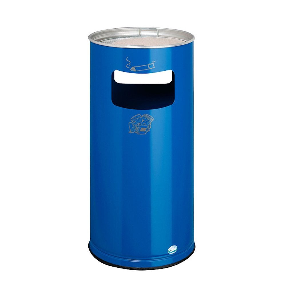 PROREGAL® Aschenbecher Klassischer Kombiascher rund 70x32x32cm Blau