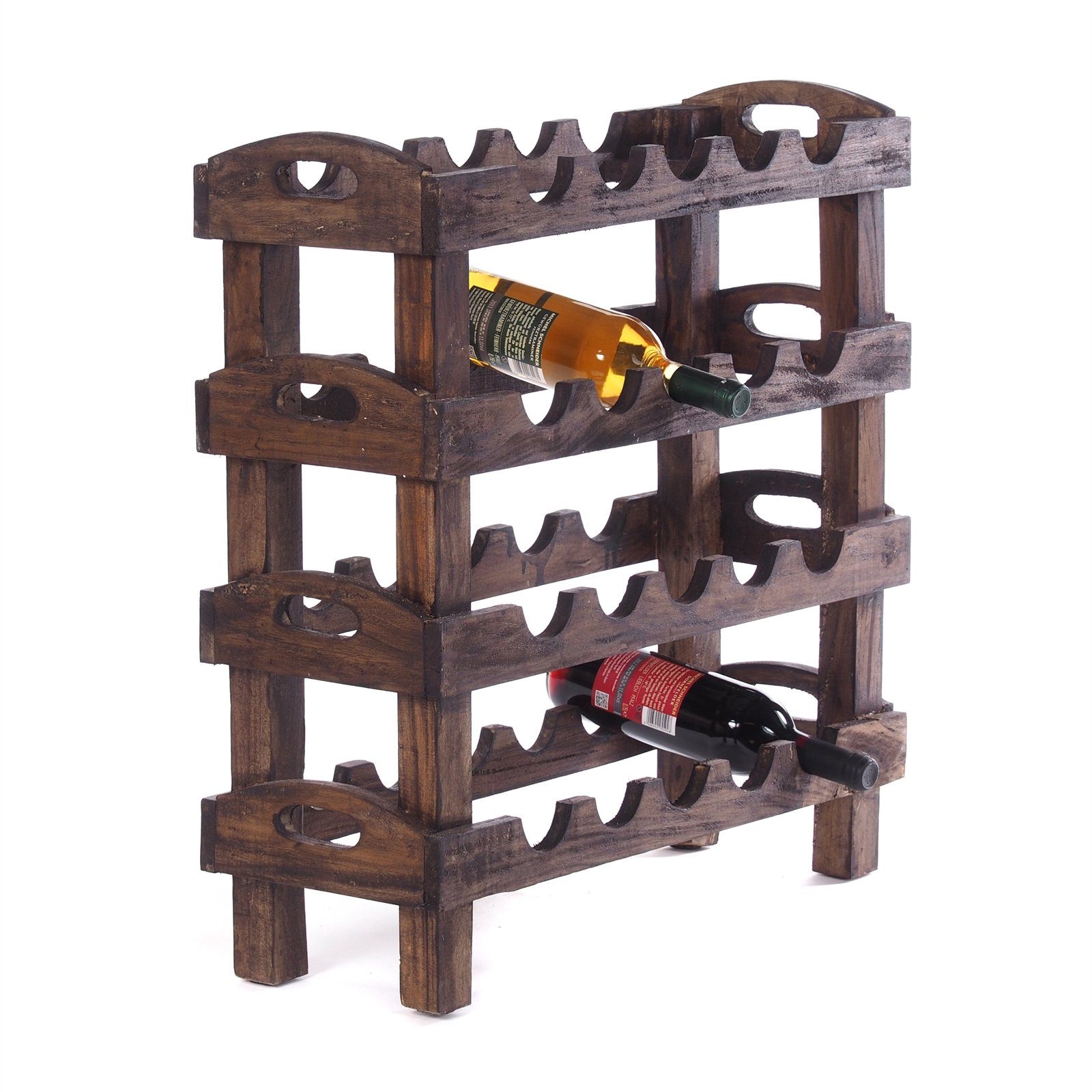 DESIGN DELIGHTS Weinregal WEINREGAL "RUSTIC", 66x61x24cm(HxBxT), Altholz massiv, Flaschenhalte