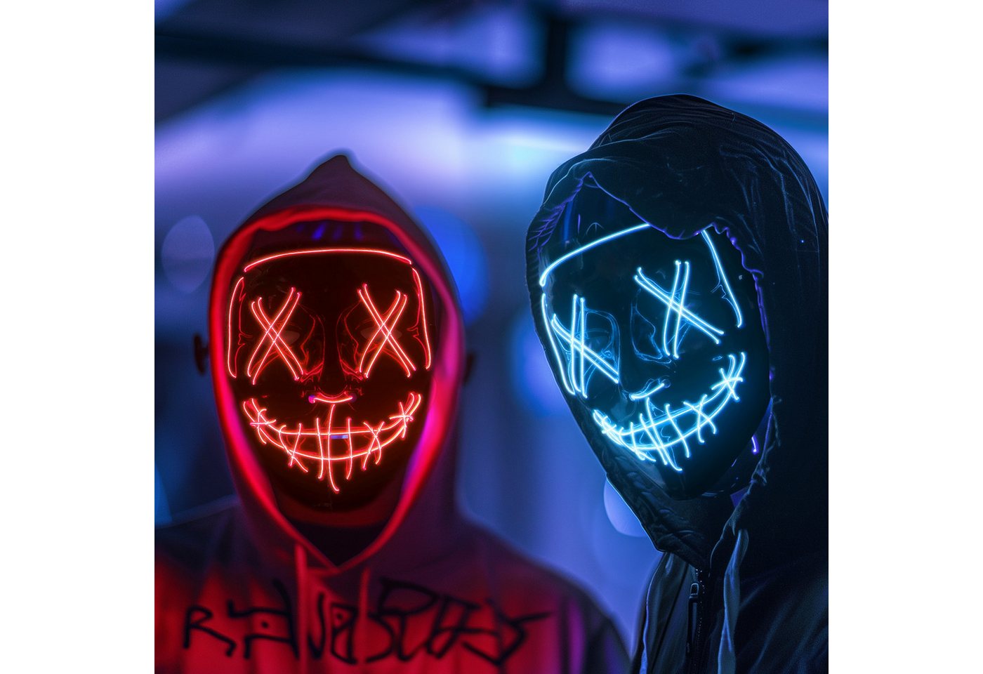 skelo Verkleidungsmaske Halloween Maske 2 Stück, Led Maske Halloween 3 Beleuchtungsmodi, (2-tlg), Glühende Horror Maske für Cosplay Maskerade Party Karneval, Geschenk