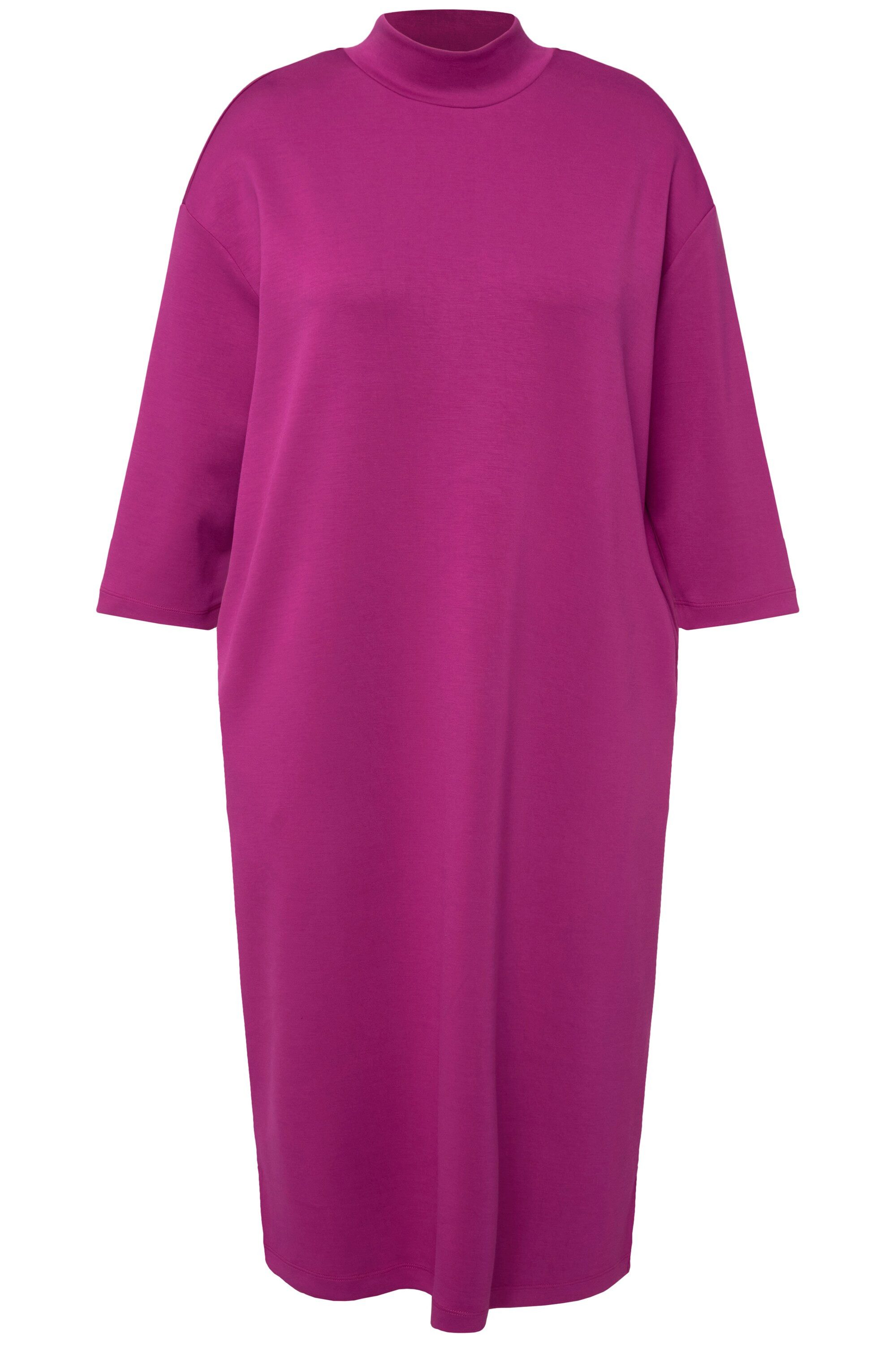 Ulla Popken Midikleid Sweatkleid Stehkragen 3/4-Arm Taschen Modalmix