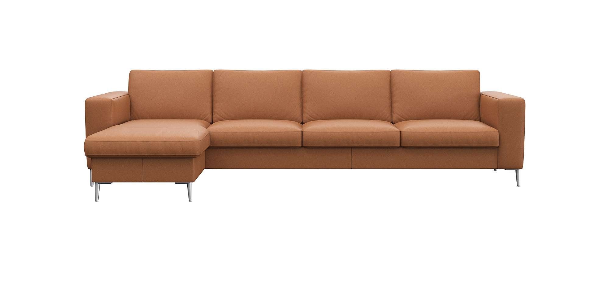 FLEXLUX Ecksofa Fiore, super Sitzkomfort durch Kaltschaum im Sitz, L-Form, breite Armlehnen, Füße Alu