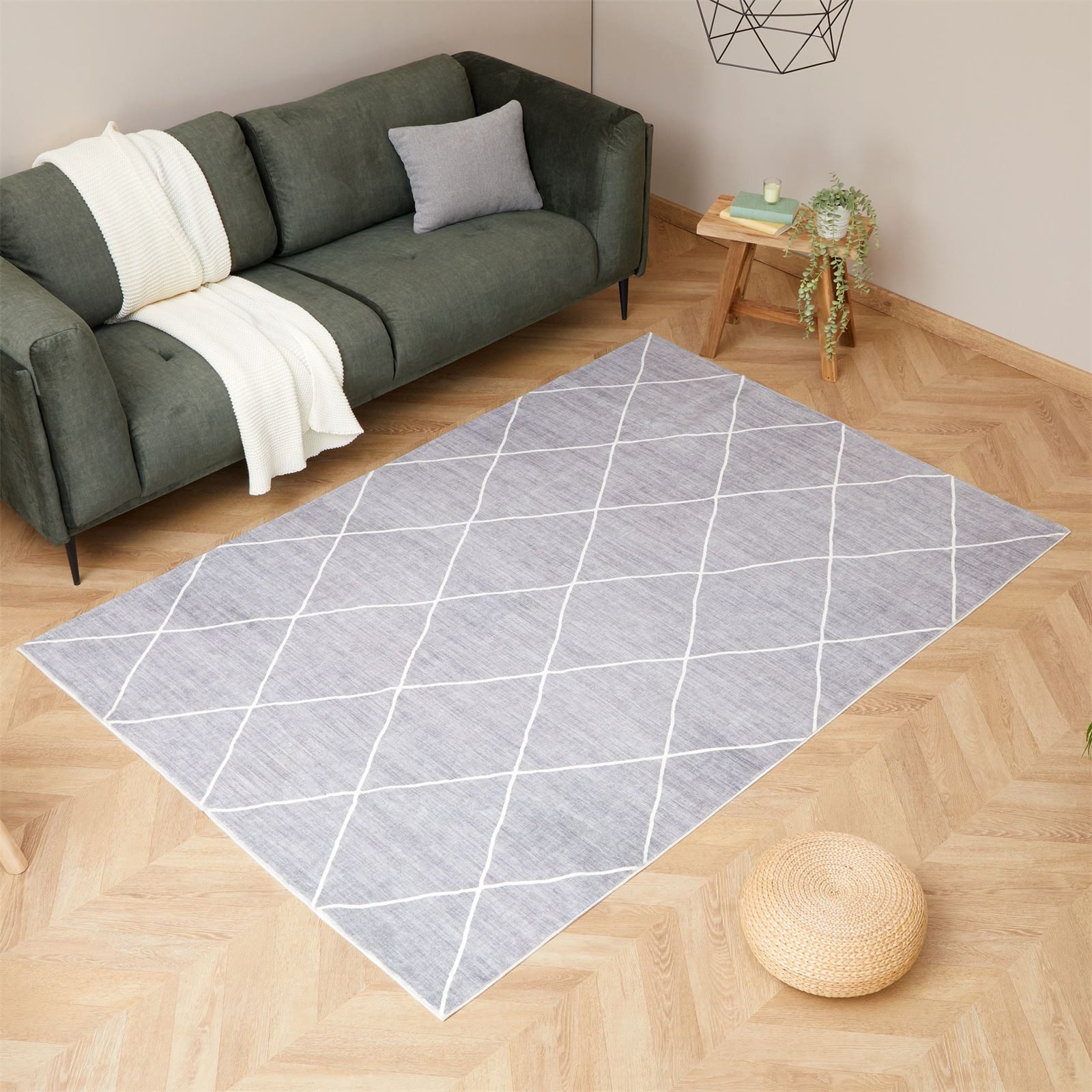 IDIMEX Teppich RHOMB, Wohnzimmerteppich 160x230cm waschbar mit Linien-Desig günstig online kaufen