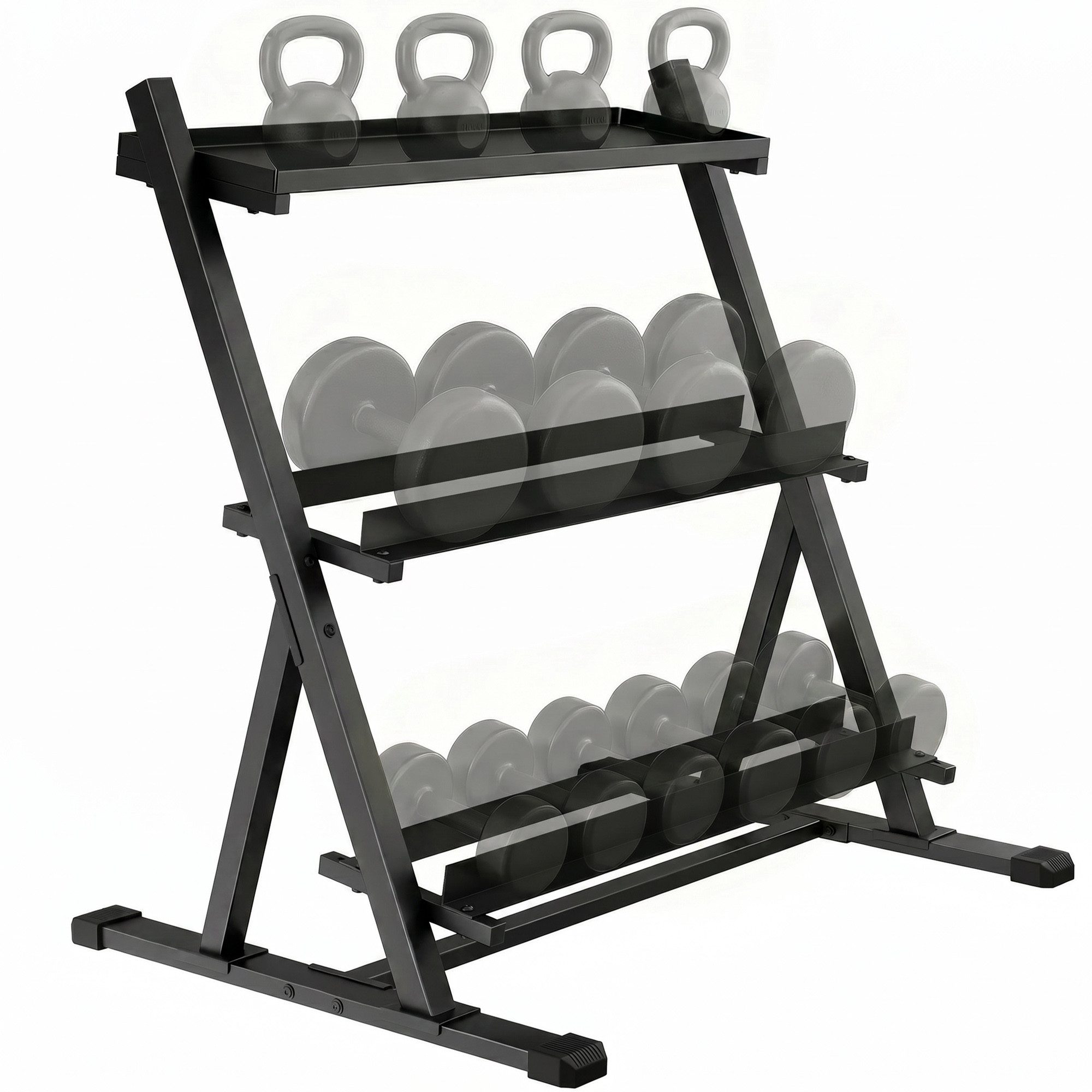 SPORTNOW Kurzhantelständer Hantelständer Max. 200kg Rutschfest mit Verstellbare Stangen, (Gewichtsständer, 1-St., Hantelständer), für Hanteln, Kettlebells (Nur Ständer)