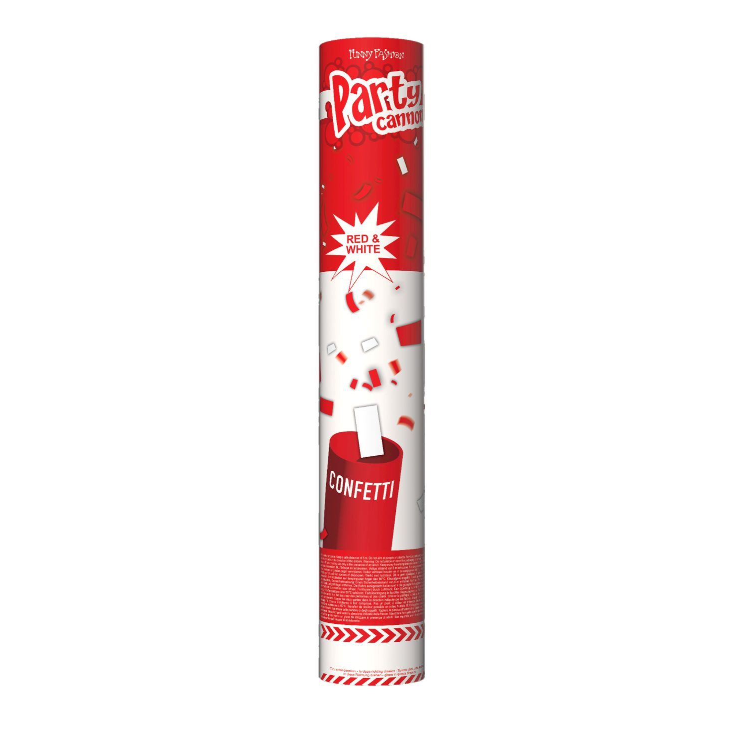 Funny Fashion Konfetti Konfettishooter 60 cm, Rot Weiß
