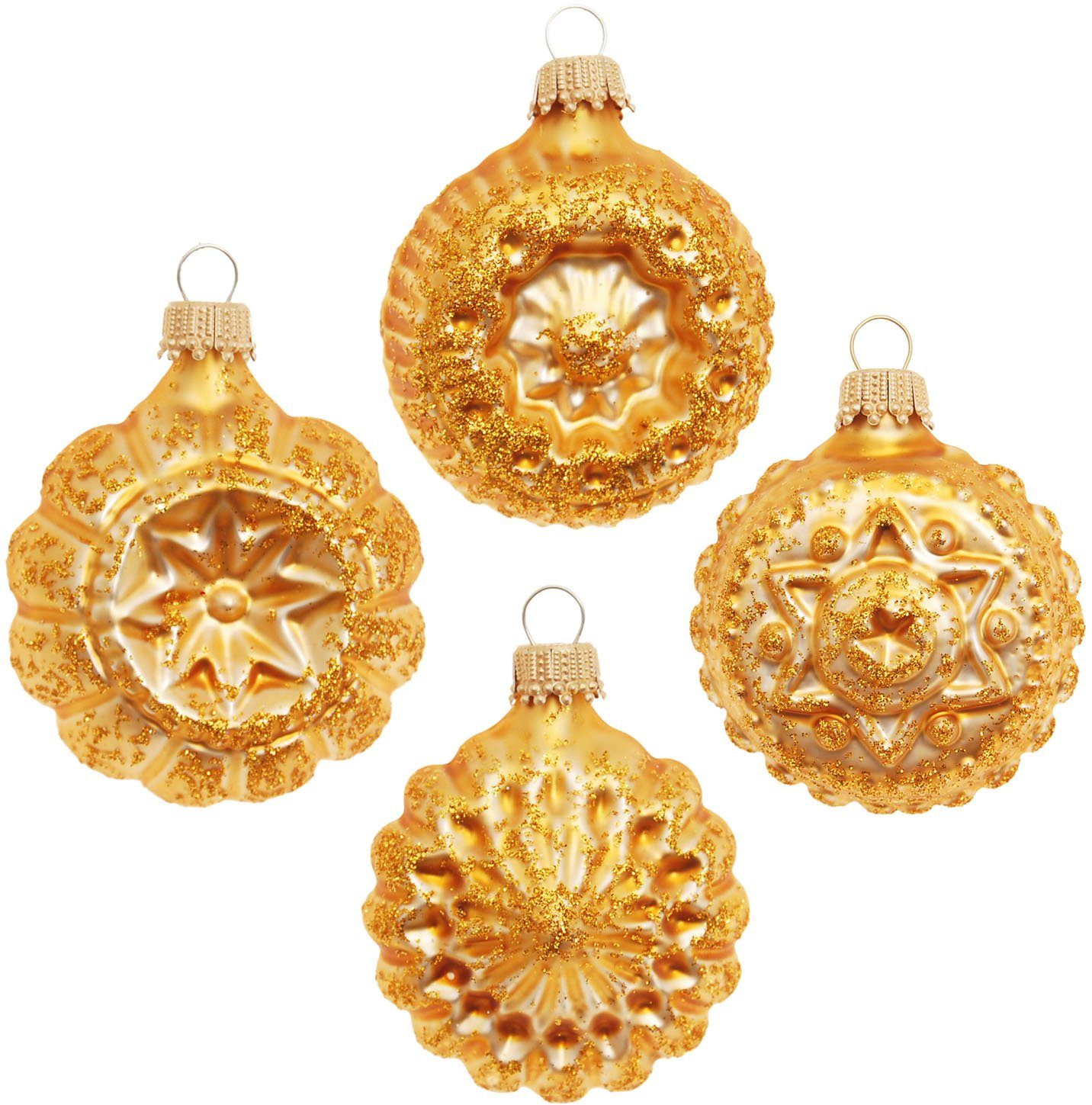 Krebs Glas Lauscha Christbaumschmuck Glaskugelformen, Breite ca. 5 cm (4-tlg), Weihnachtsdeko, Christbaumkugeln aus Glas, Weihnachtsbaumkugel