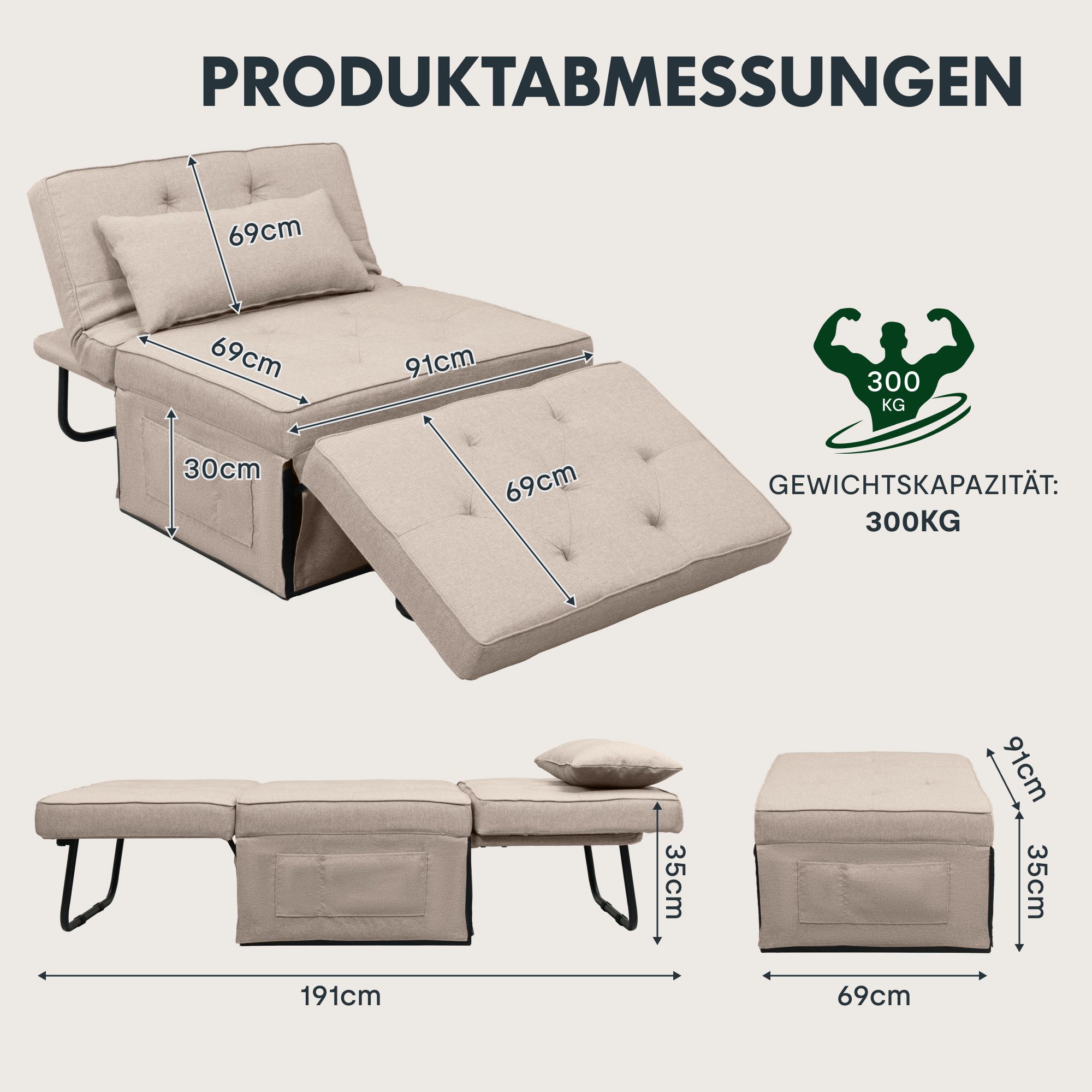 FLEXISPOT Schlafsofa Relaxsessel mit Liegefunktion, Loungesessel, günstig online kaufen