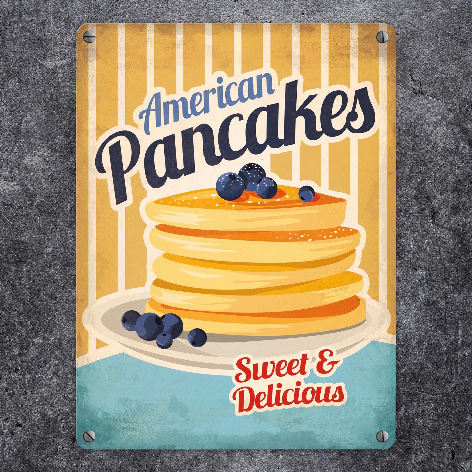 speecheese Metallschild Metallschild mit American Diner Classics Pancakes M günstig online kaufen