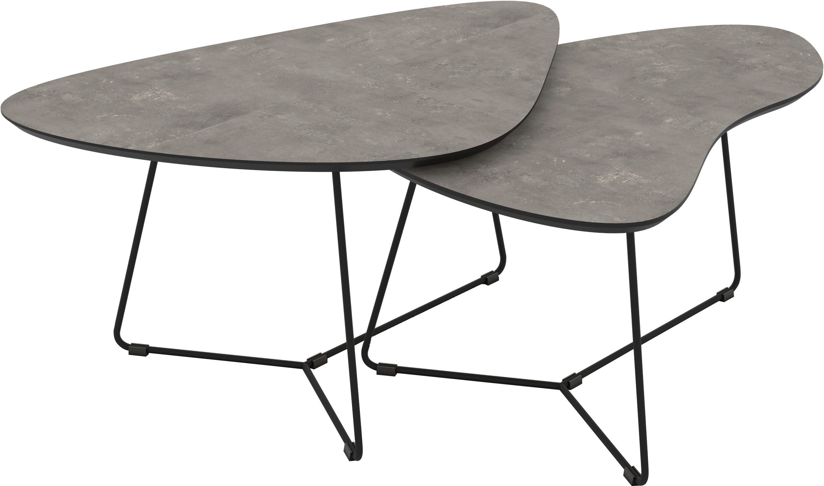 HELA Couchtisch PISA (Set, 2-St), 2er Set, Platten in Nierenform, gefräst, Schweizer Kante