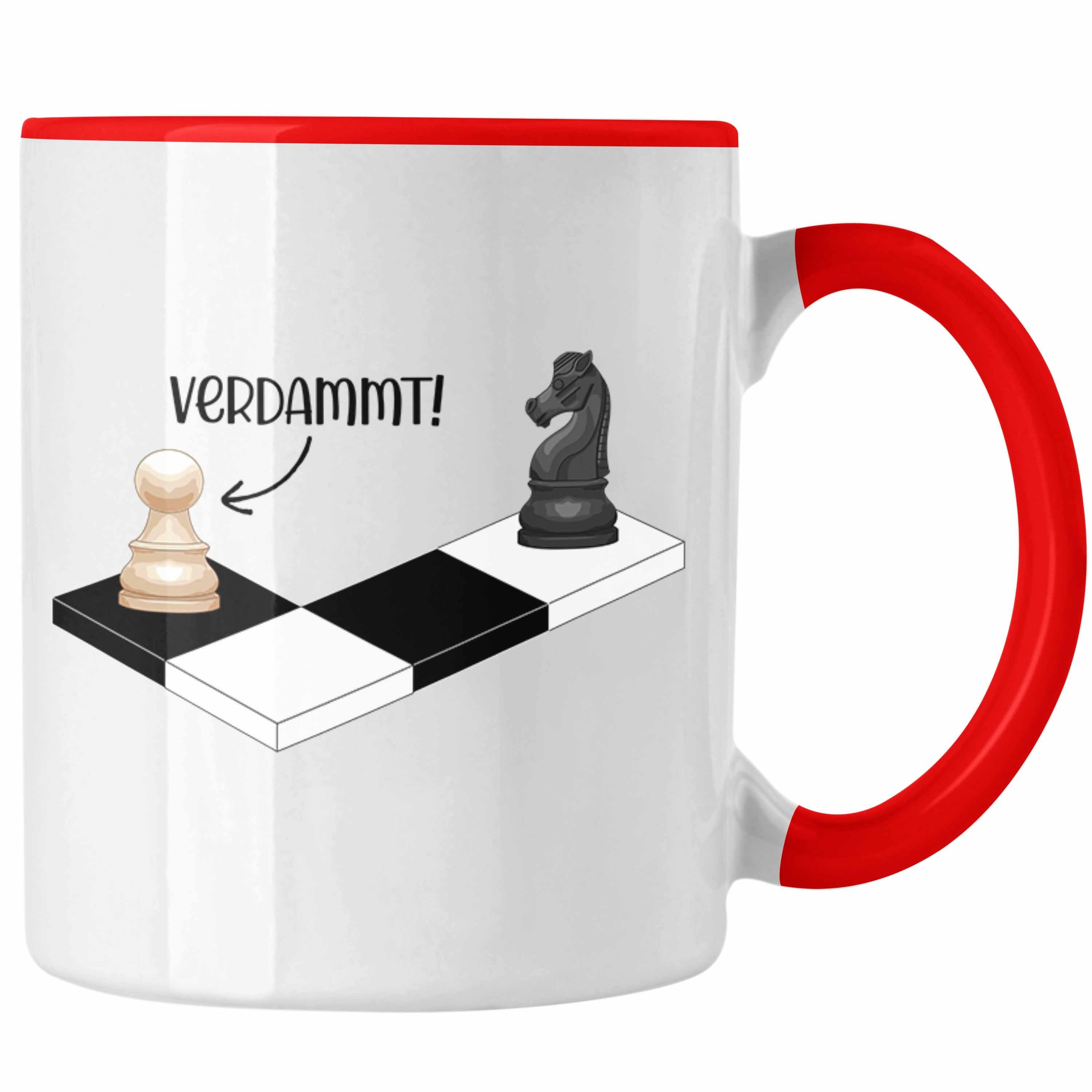 Trendation Tasse Geschenkidee Geschenk Lustig Trendation mit - Schachspieler Tasse Grafik Kaffeetasse Schachfiguren Rot Schach