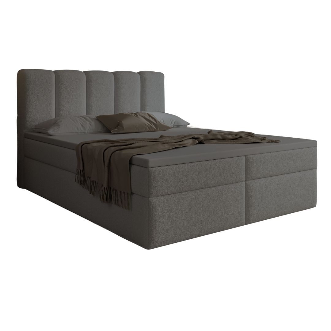 Compleo Boxspringbett COZYS mit 2 Bettkasten, Bonell-matratze und Topper als Option (TOPSELLER, MADE IN EU), Doppelbett boucle, Elegant Schlafzimmer