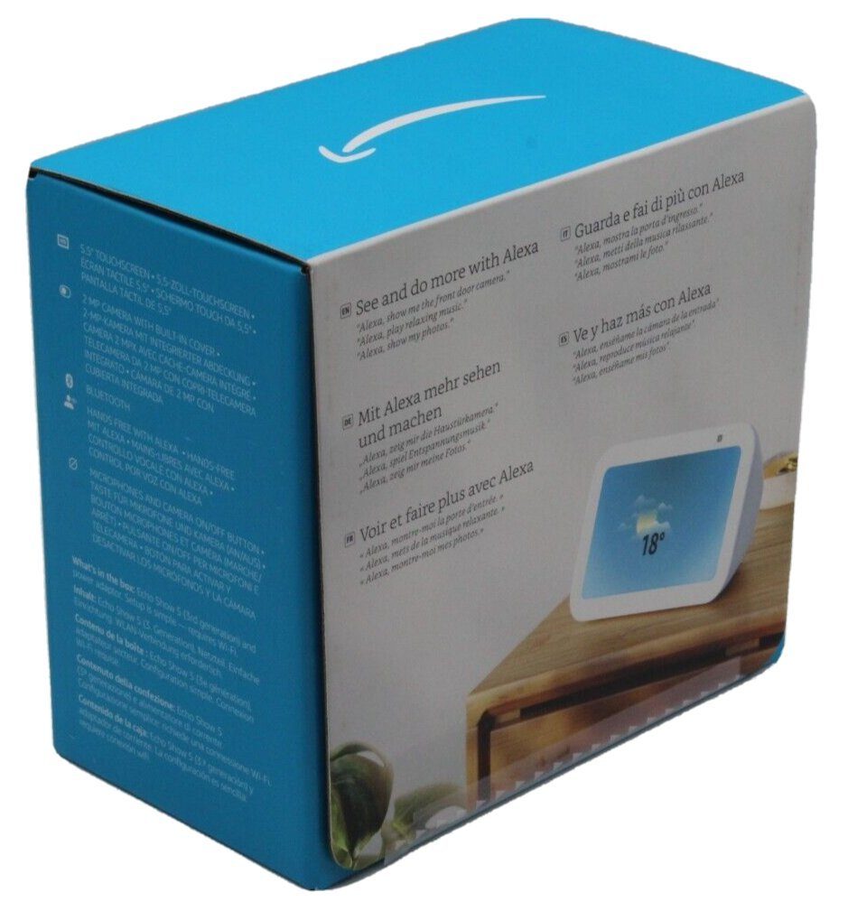 Amazon Echo Show 5 3. Generation 2023 Smart Speaker (WLAN (WiFi), Bluetooth, Bluetooth, mit Sprachsteuerung, Mikrofon- /Kamera-aus-Taste)
