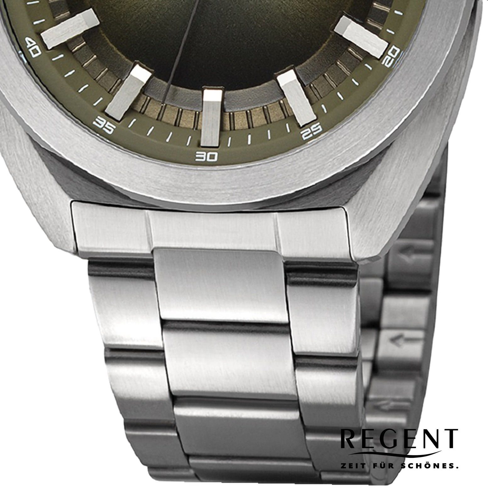 extra Quarzuhr Regent groß Armbanduhr Metallarmband Analog, grün Armbanduhr Herren 41,5mm), Herren Regent (ca. rund,