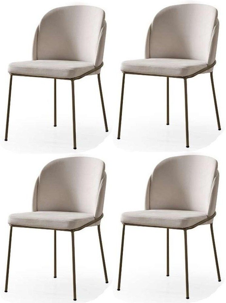 Xlmoebel Sitzgruppe Modernes Weißes 4er Stuhlset Textil Metall Esszimmer Polsterstühle, (4-tlg., 4er-Set)