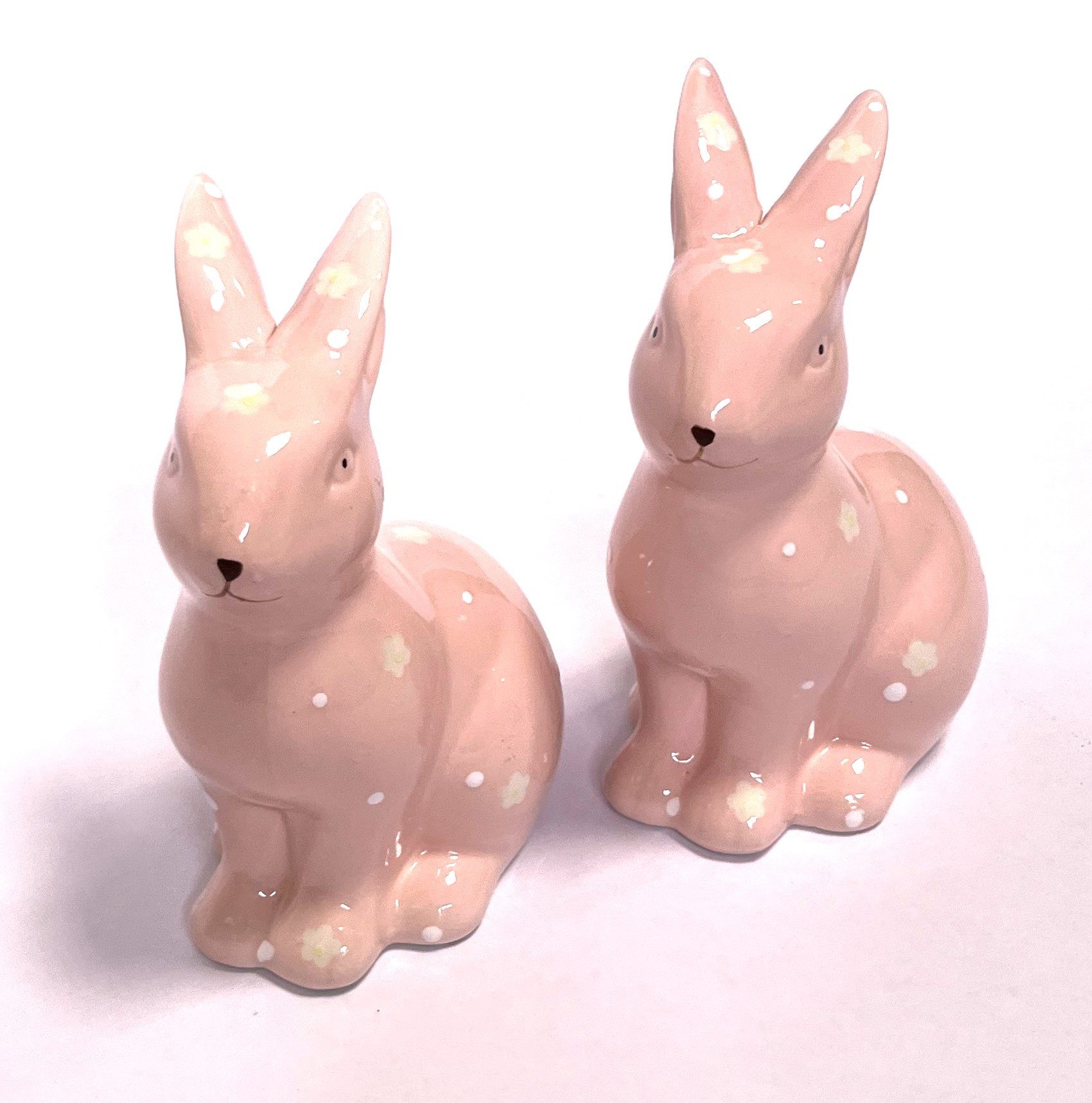 Scheulen GmbH Osterhase Hase Ostern Rosa 2er Set Keramik Blumen 15 cm, 2er Set