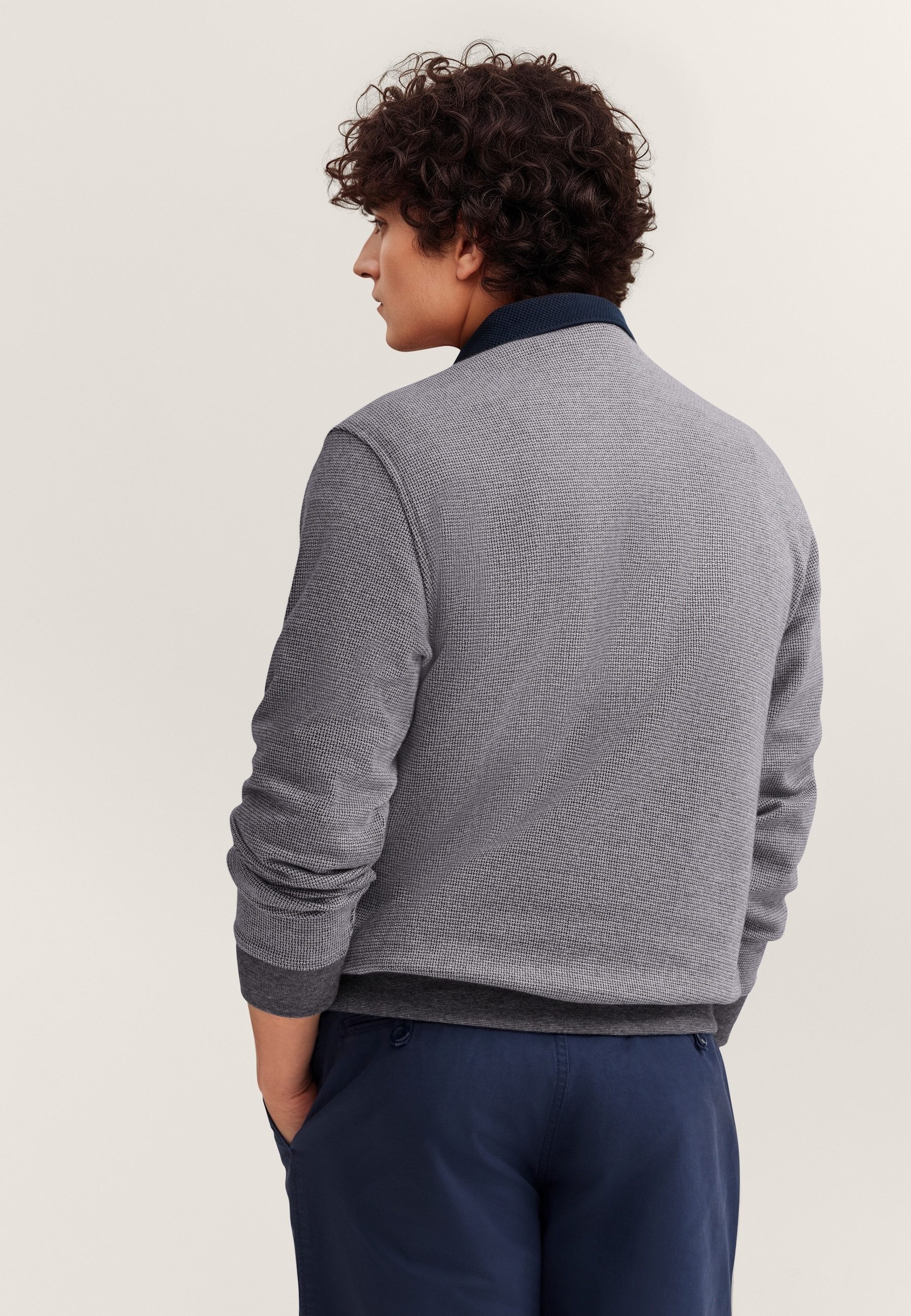 bugatti Polokragenpullover Modern Fit mit Druckknöpfen