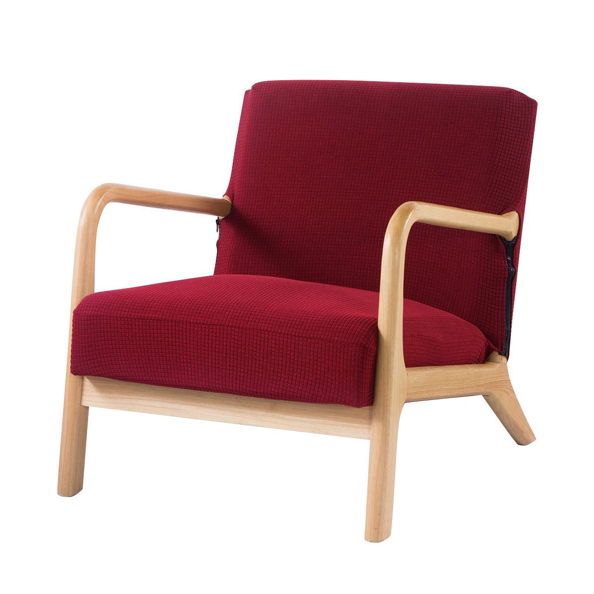 Stuhlhusse Stretch Sesselbezug Reißverschluss Stuhlbezug, Qelus, Wohnkultur Weinrot