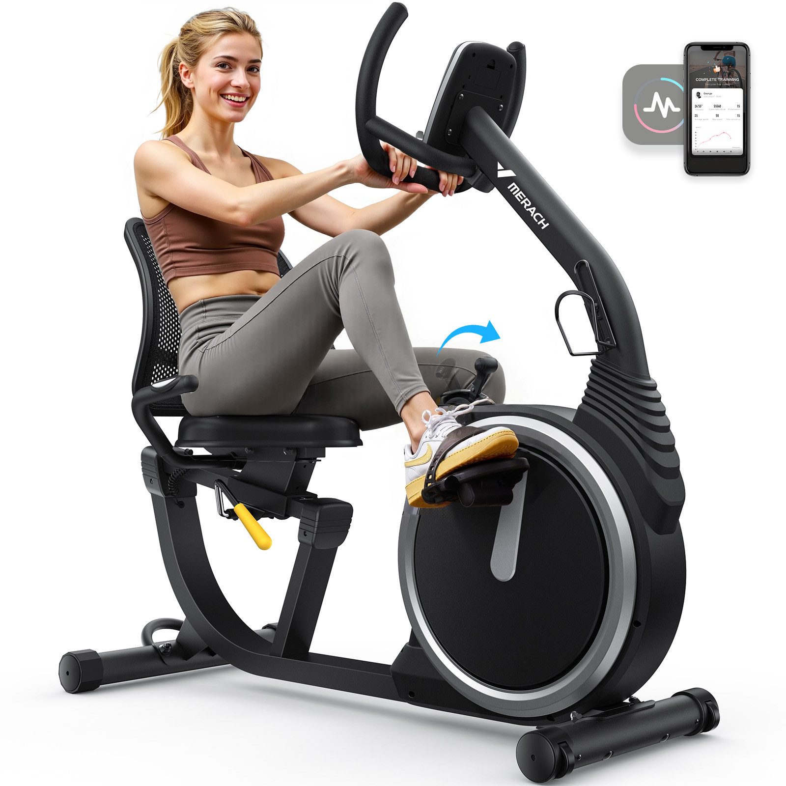 Liege-Heimtrainer Liege-Heimtrainer für Zuhause, gelenkschonendes Fitnessbike bis 135 kg