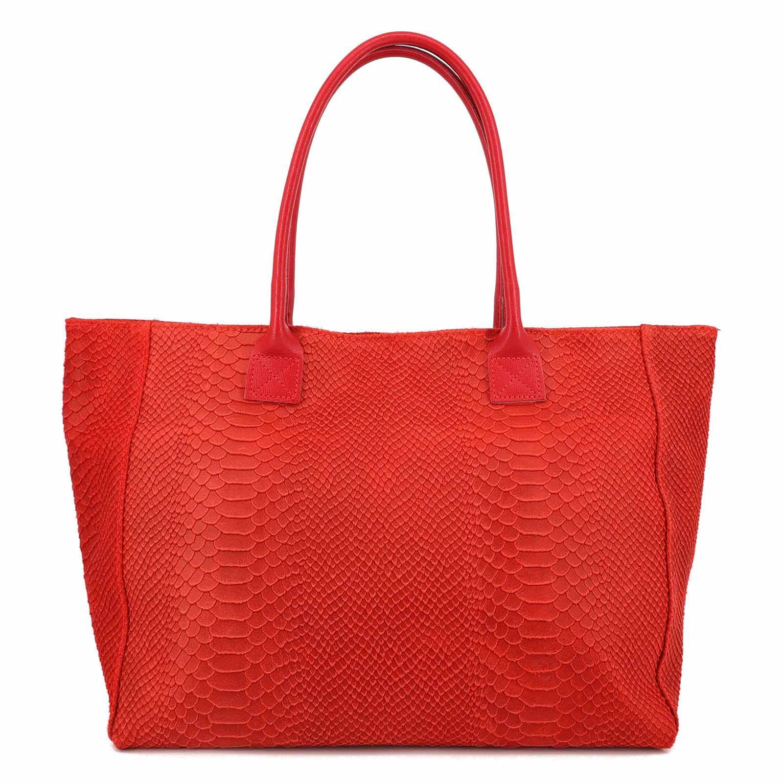 Shopper Made in Italy Damen Leder Tasche Schlange Prägung Tote Bag Handtasche