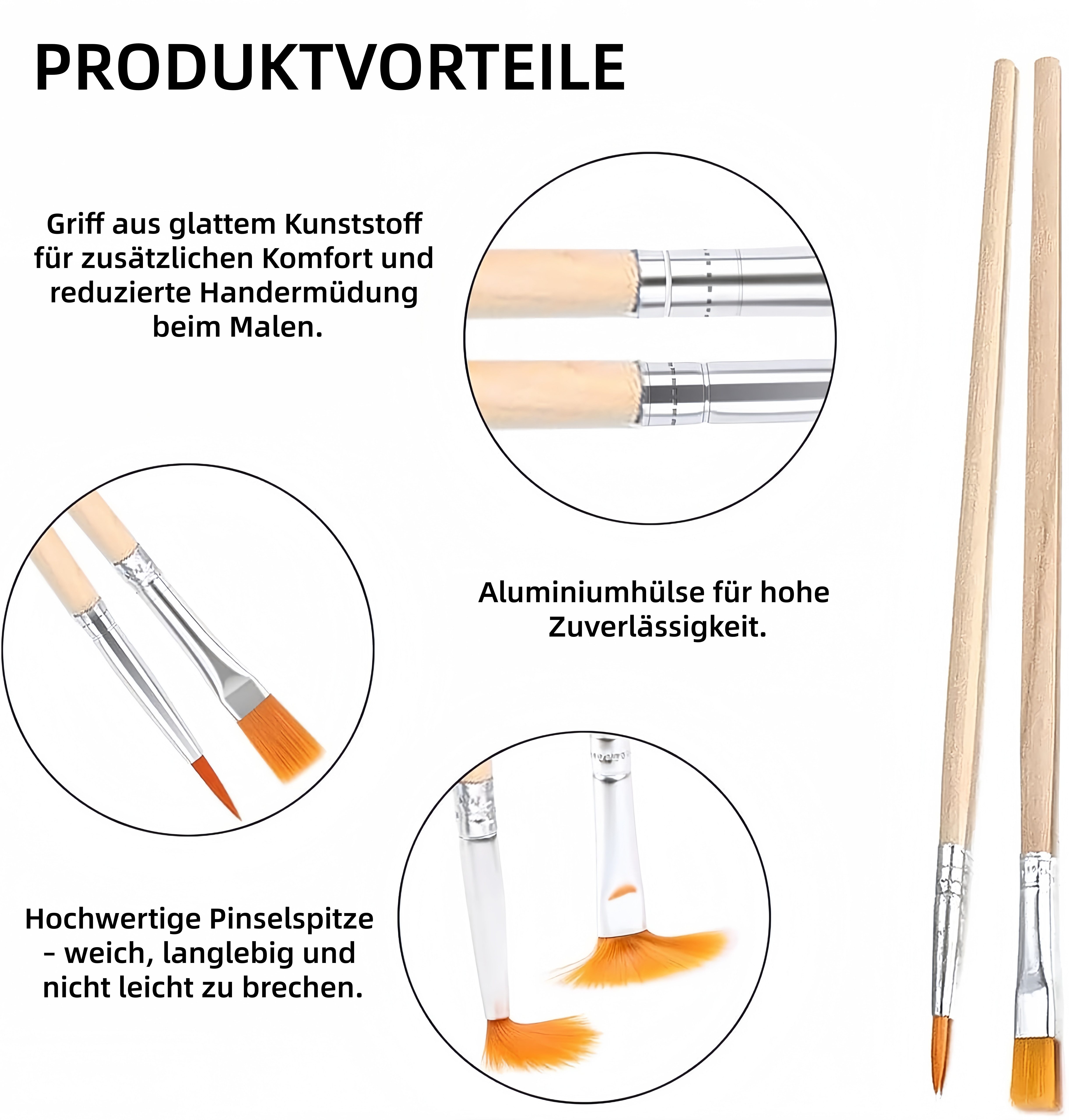 FOUORTUNATE-BEE Malpinsel 40-teiliges Stifte-Set für künstlerisches Zeichnen und Details, (40 St), Perfekt für Künstler, Hobbyzeichner und kreative Projekte – Bild 4 von 5