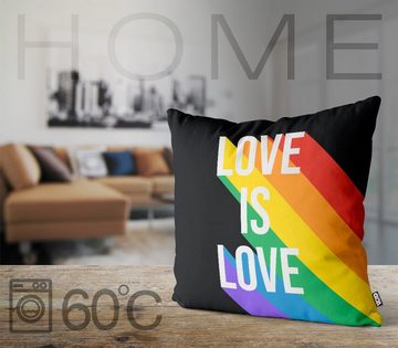 Kissenbezug, VOID (1 Stück), Pride Love is Logo Schriftzug Gay pride flag parade club LGBTQ flagge
