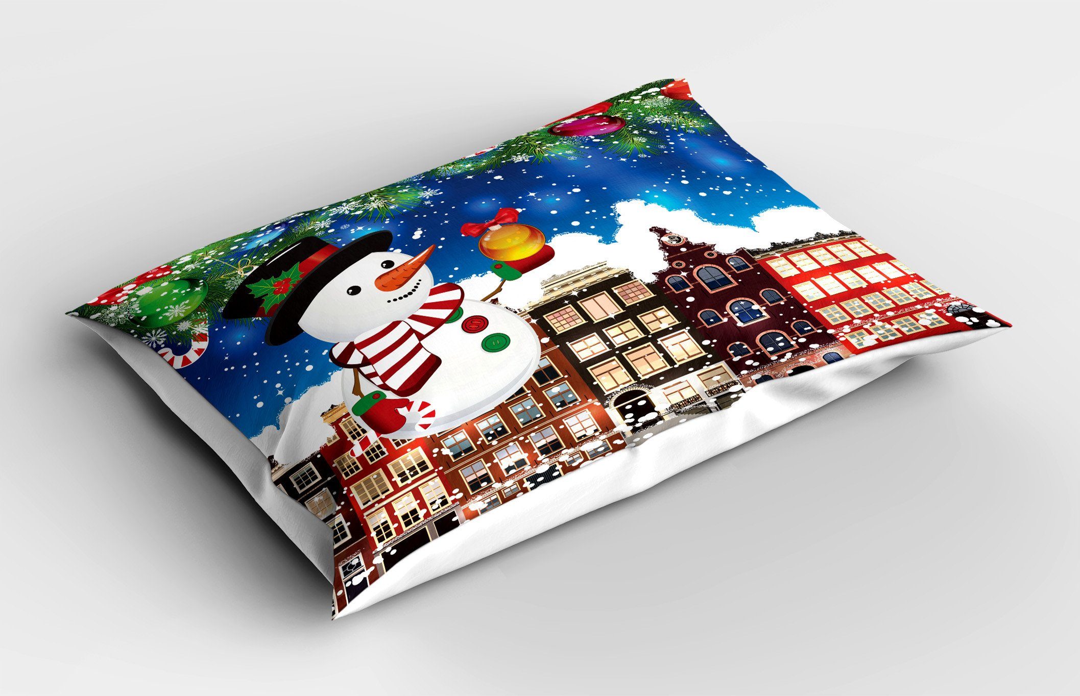 Snowy King Dekorativer Gedruckter Standard (1 Stadtstraße Kissenbezug, Stück), Weihnachten Size Abakuhaus Kissenbezüge