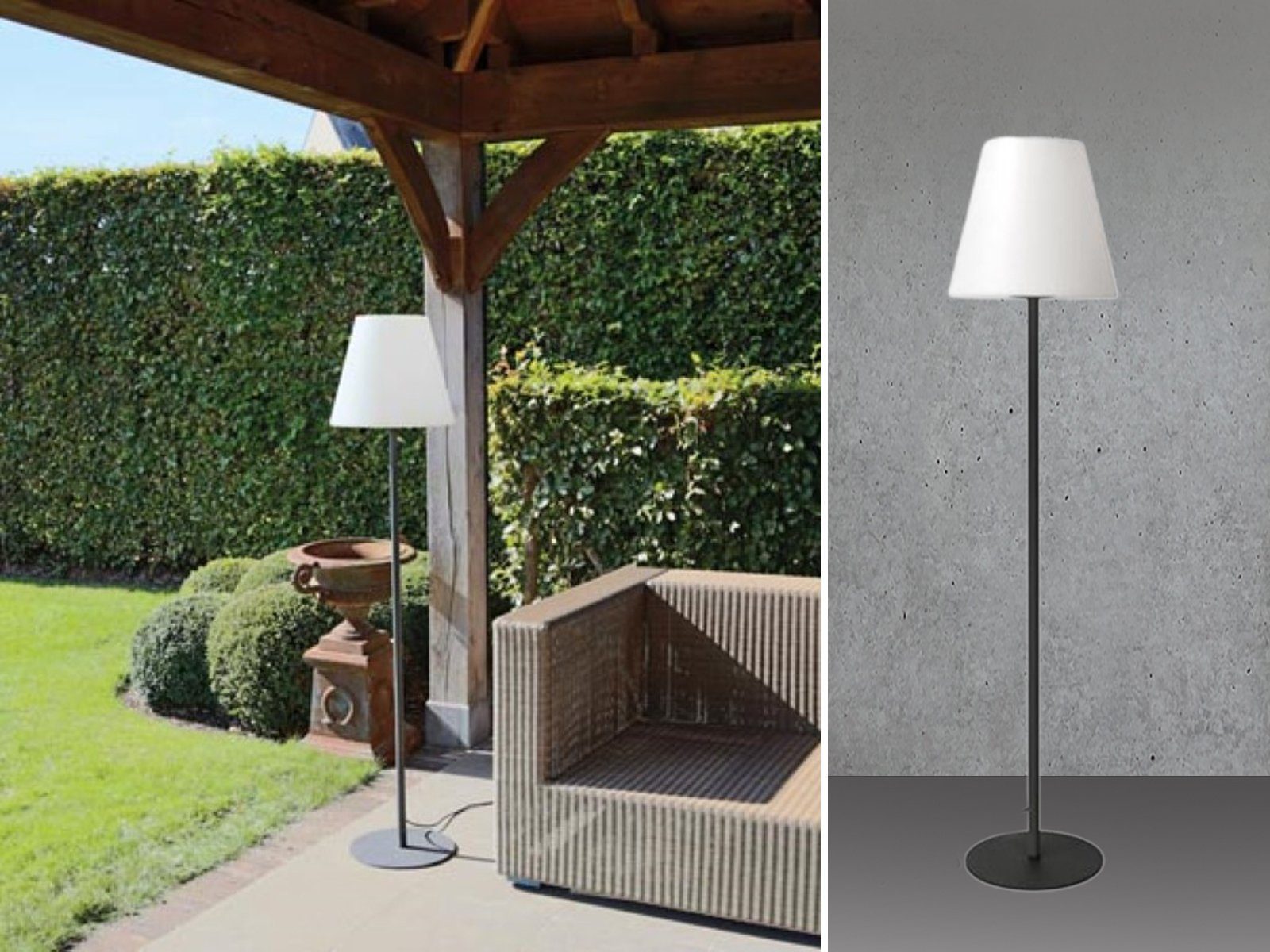 meineWunschleuchte LED Außen-Stehlampe, LED wechselbar, Warmweiß, für Balkon Outdoor Terrassen-Lampe IP 65 Garten-Beleuchtung mit Strom