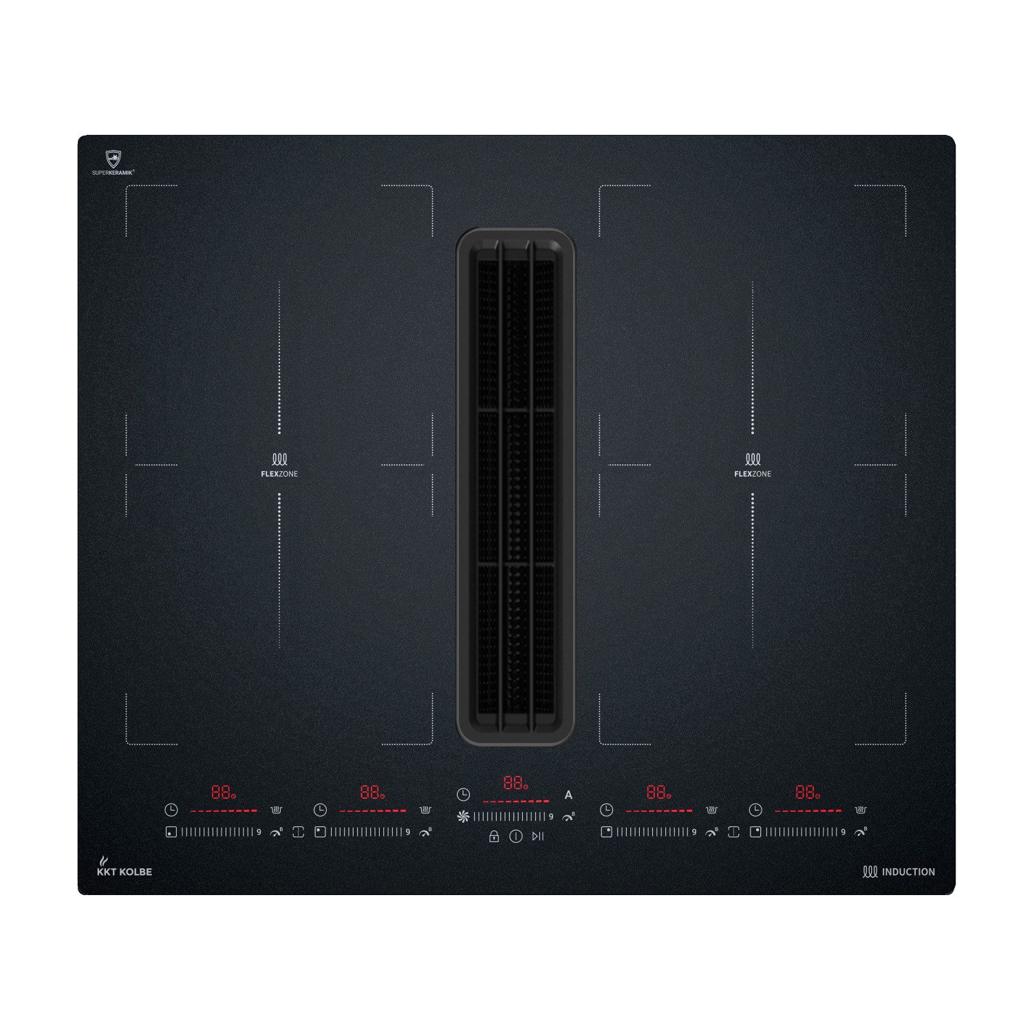KKT KOLBE Induktions-Kochfeld IND600DRAFT, 60cm Kochfeld mit Dunstabzug Kochmulde Kochplatte Downdraft 4 Zonen