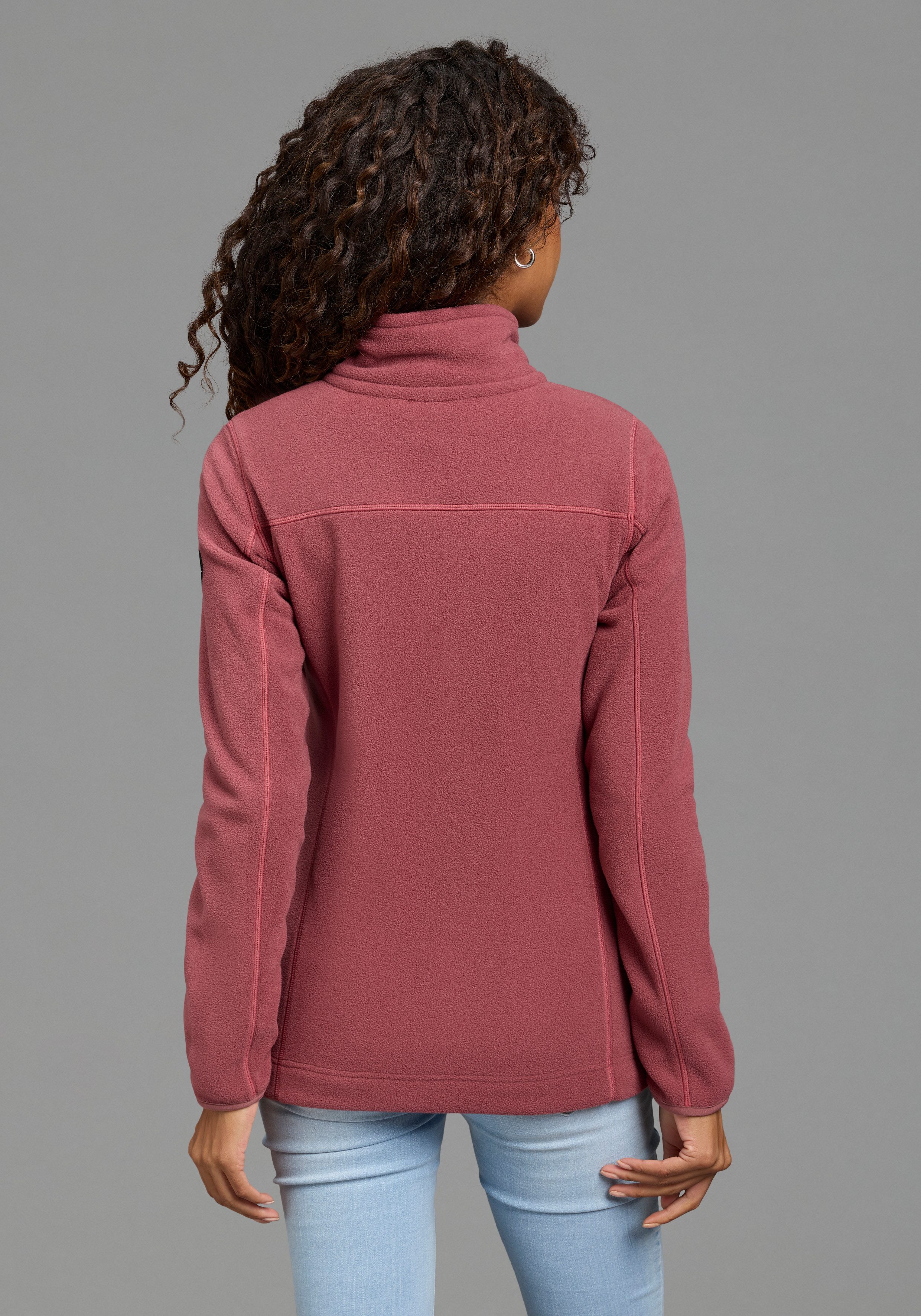 Polarino Fleecejacke sportlicher Stil, bequemer Schnitt, mit Reißverschluss, ohne Kapuze