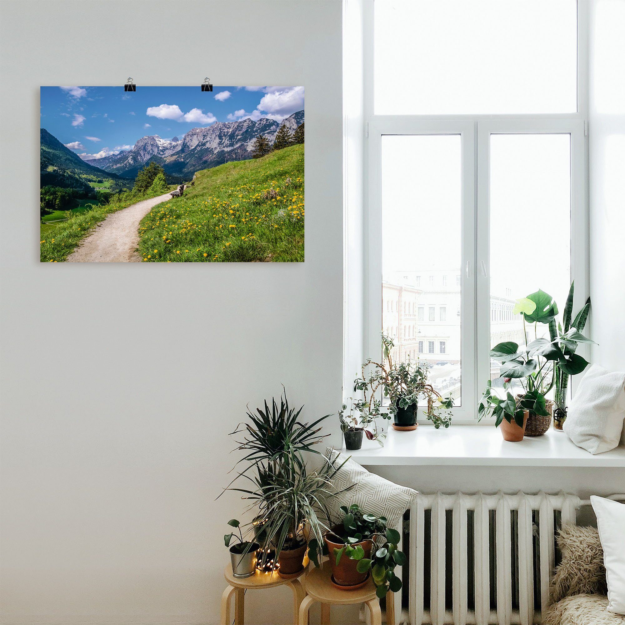 Wanderweg Leinwandbild, bei als Artland Alpenbilder in St), Poster Ramsau versch. in oder Oberbayern, Berge Wandbild (1 & Wandaufkleber Größen Alubild,