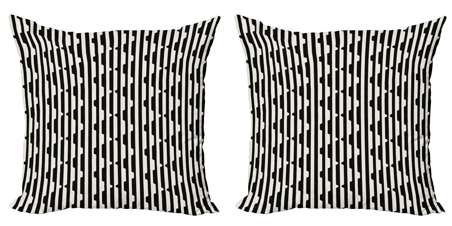 Geometrische Kissenbezüge 50x50 Cm – 2er Set Mit Abstraktem Kreis-Design | Grau/Schwarz/Weiß, Polyester, Reißverschluss