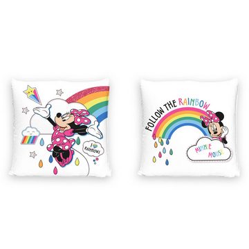 BERONAGE Dekokissen Minnie Mouse Kissen Rainbow 40x40 cm, kuschelweich