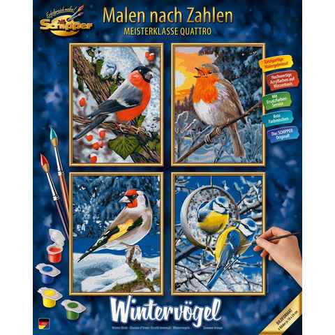 Schipper Malen nach Zahlen Meisterklasse Quattro - Wintervögel, Made in Germany