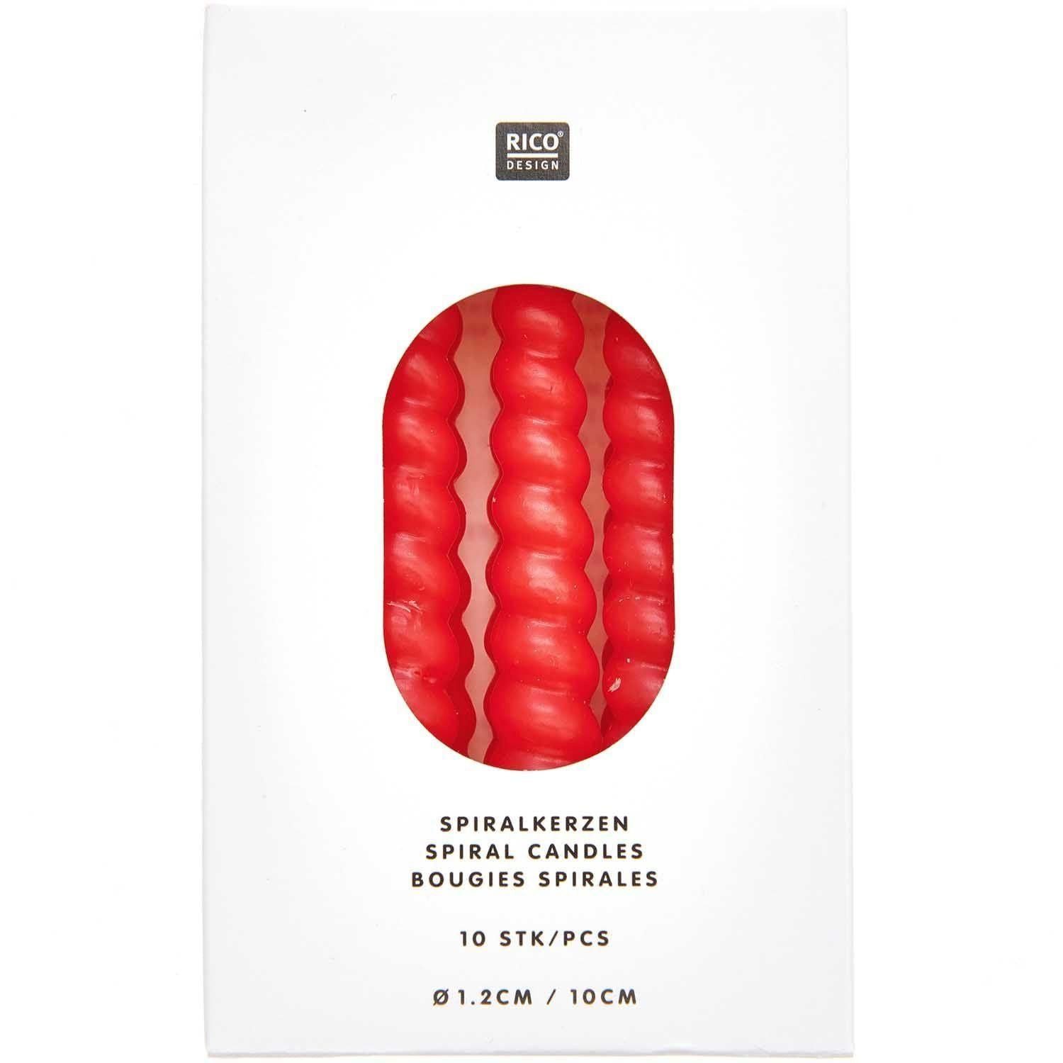 Rico Design Formkerze Spiralkerzen, Rot, 10 Stk, Ø 1,2 cm x 10 cm hoch