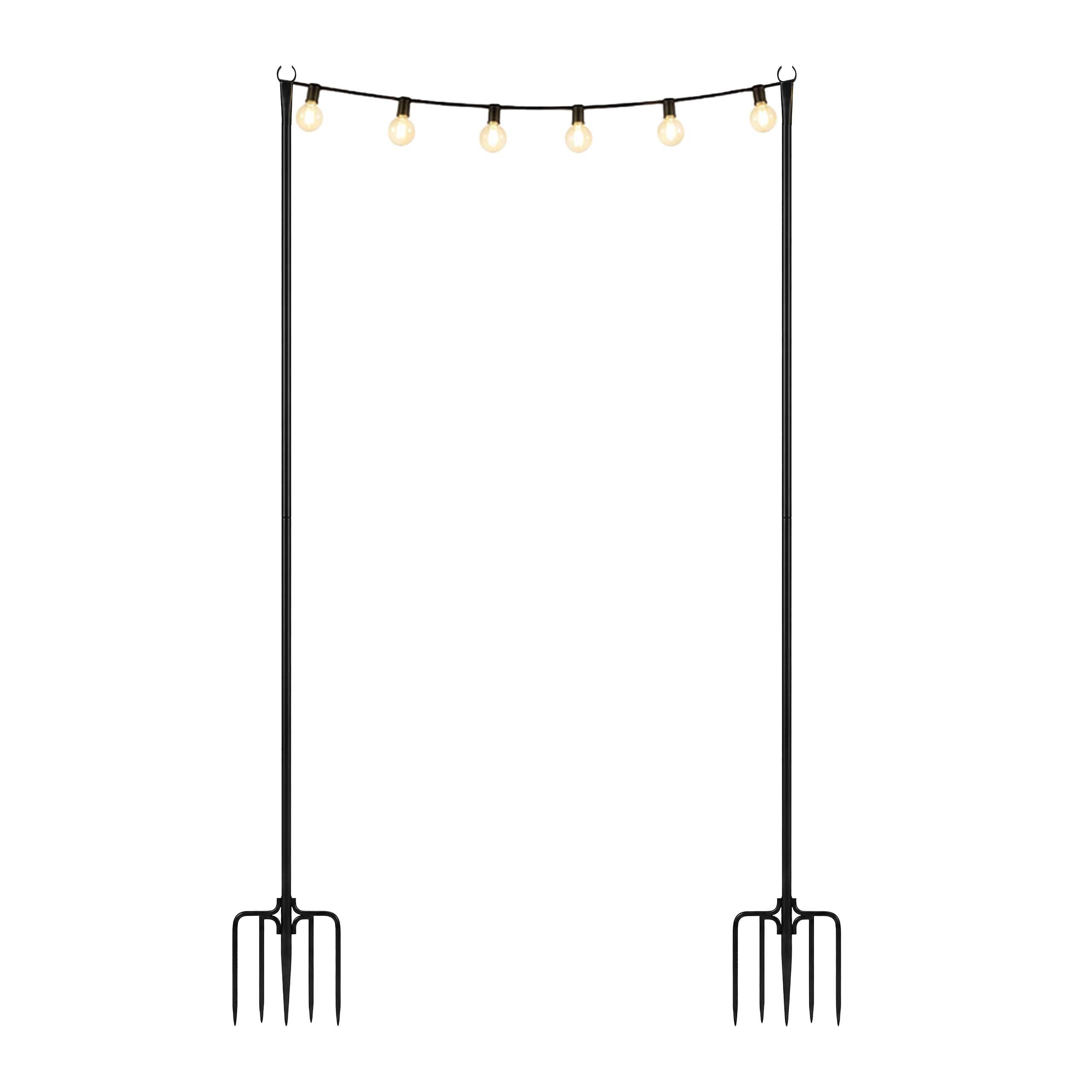 relaxdays Gartenstecker Lichterkettenstangen Set outdoor 3 m (2-St) 2er Pack