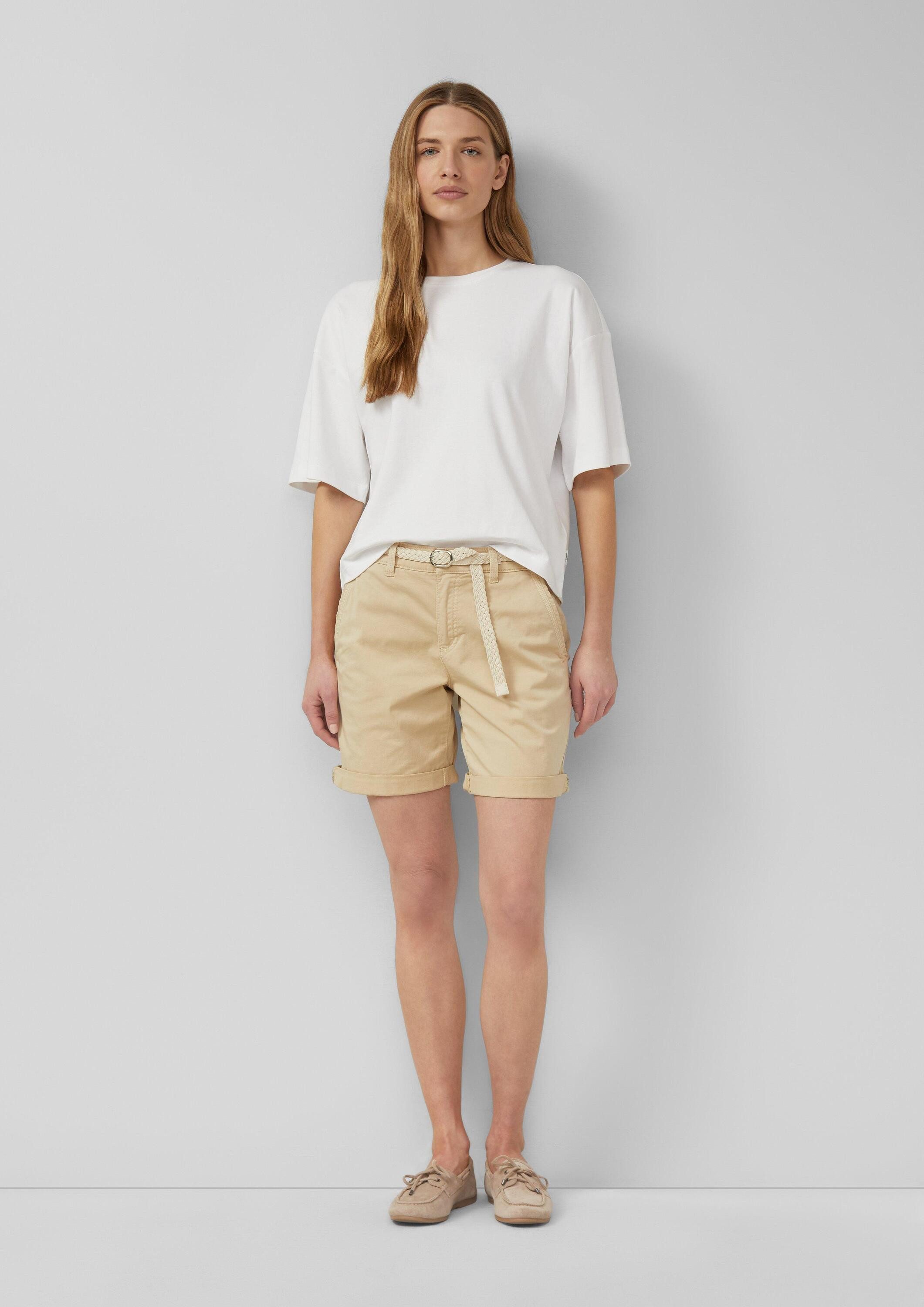 s.Oliver Shorts Hose Shorts mit geflochtenem Gürtel und Garment Dye