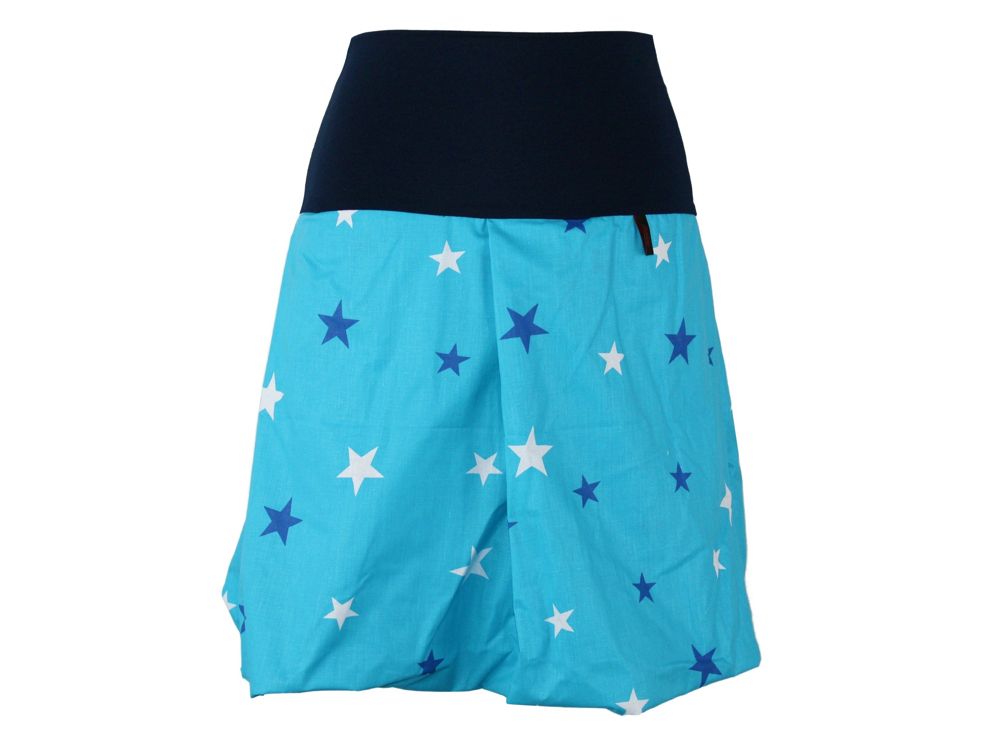 dunkle design Ballonrock Baumwolle Sterne 51cm elastischer Bund Blau Weiß | Sommerröcke