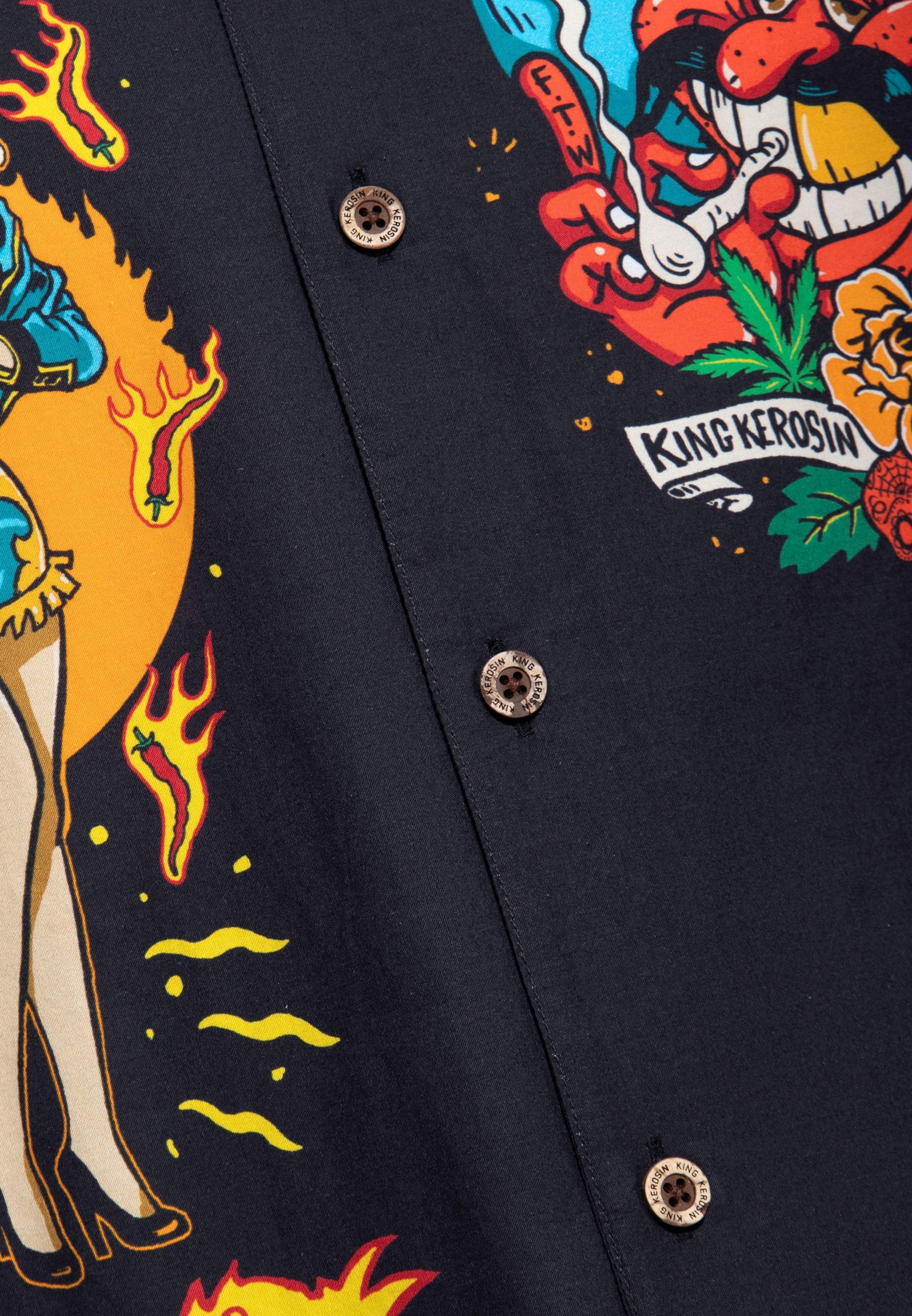 KingKerosin Kurzarmhemd Acapulco Gold mit auffälligem Artwort-Print – Bild 5 von 5