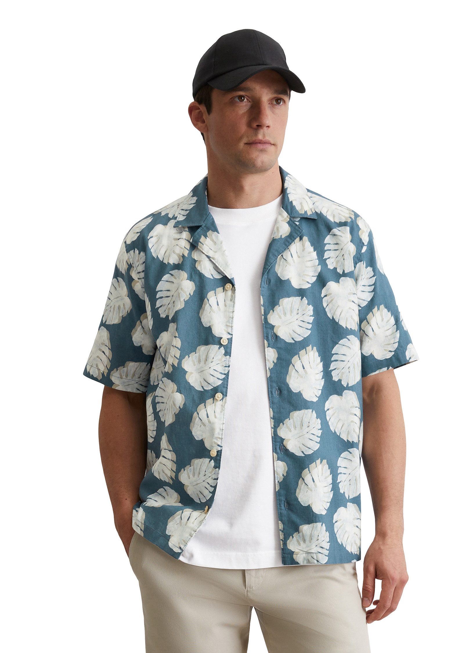 Marc O'Polo Kurzarmhemd aus Leinen und Bio-Baumwolle