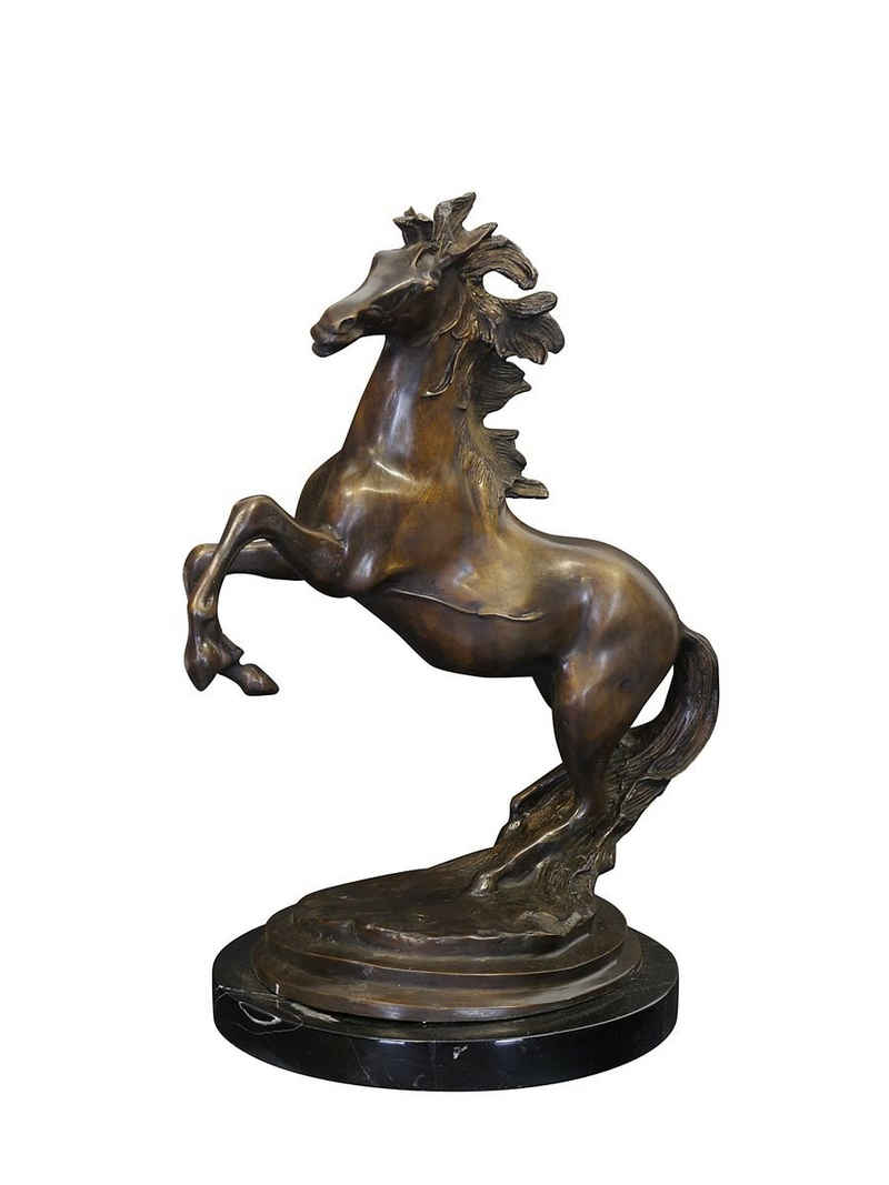 AFG Tierfigur Bronze Figur Skulptur Pferd Hengst auf Marmorsockel