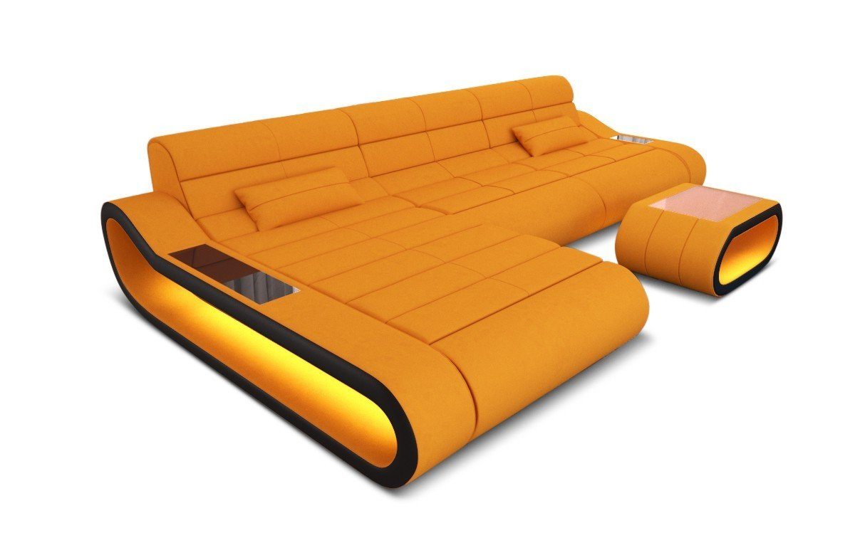 Rückenlehne Ecksofa Dreams C33 -L ergonomischer Concept Schwarz-Weiss Form M mit Designersofa Sofa Stoffsofa,