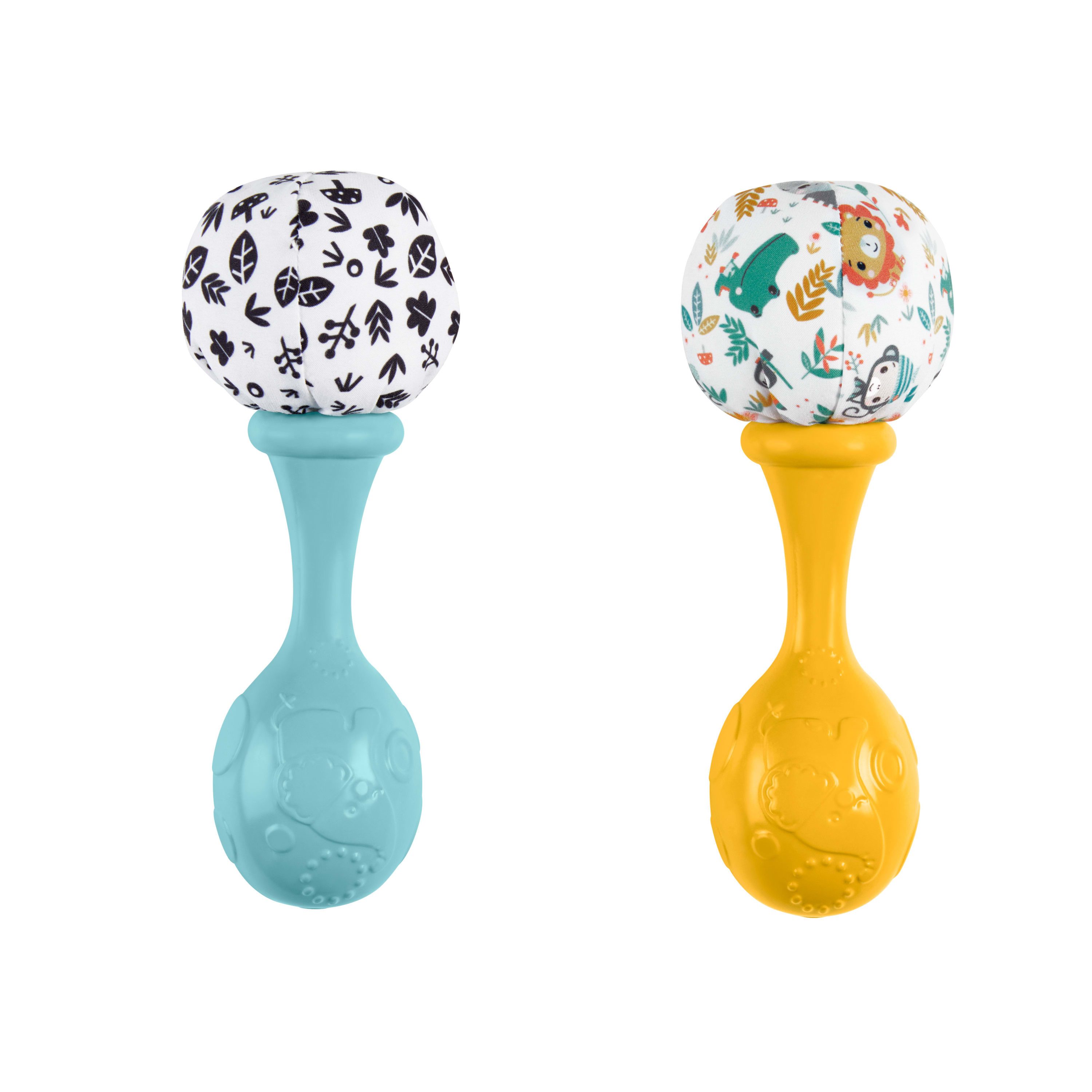 Fisher-Price® Rassel Rumba-Rasseln mit Stoff, blau/gelb (Set, 2-tlg)