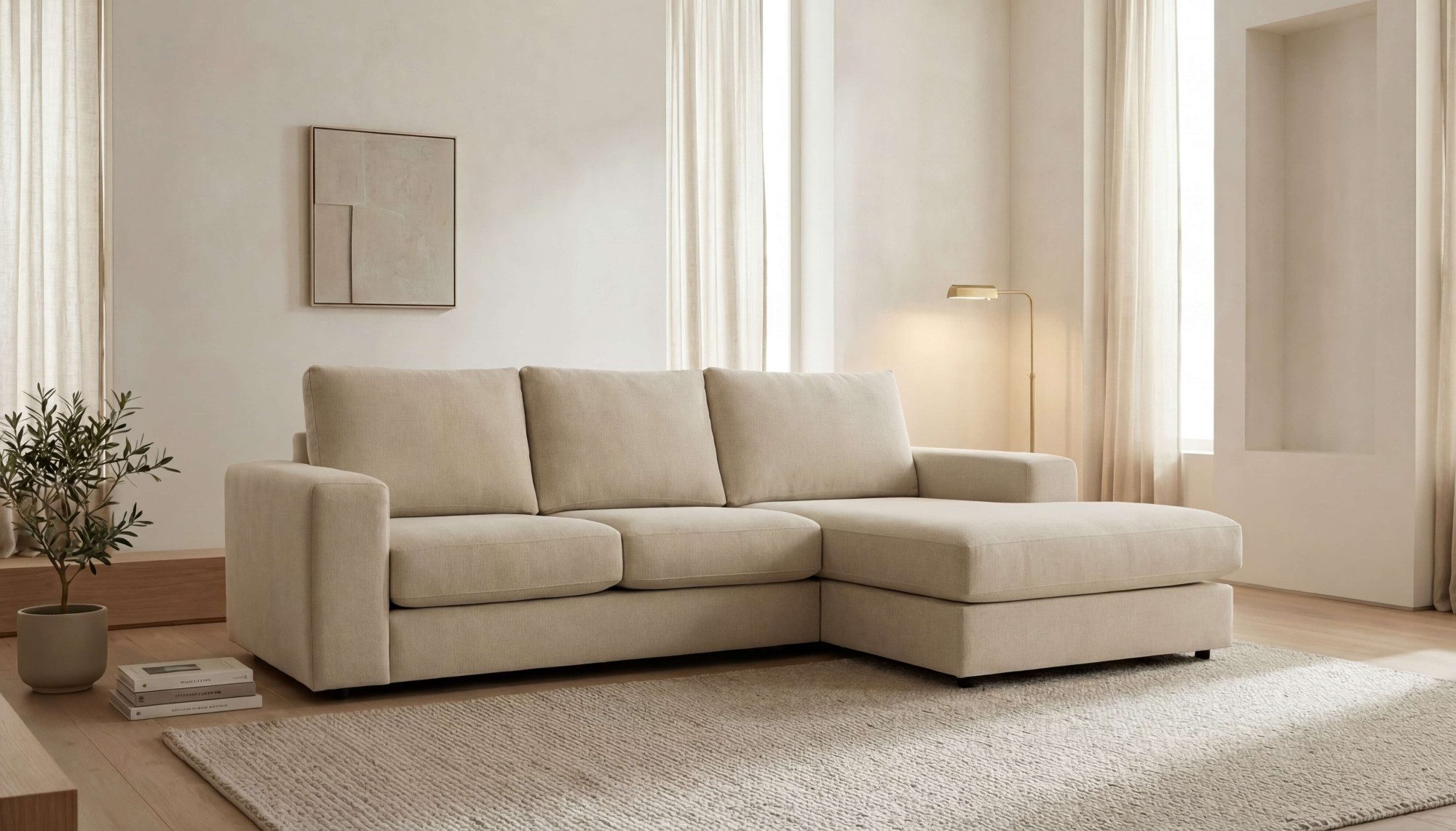OTTO home Ecksofa Nivette, weiches Chenille, Breite 269 cm, L-Form, bodentief, mit Wellenunterfederung